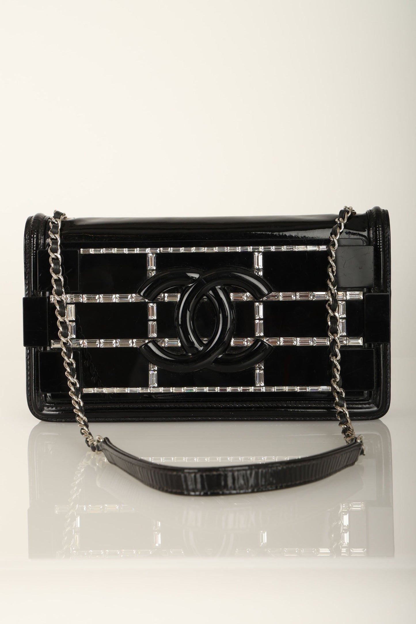 Chanel 2014 Patent Brick Crystal Flap