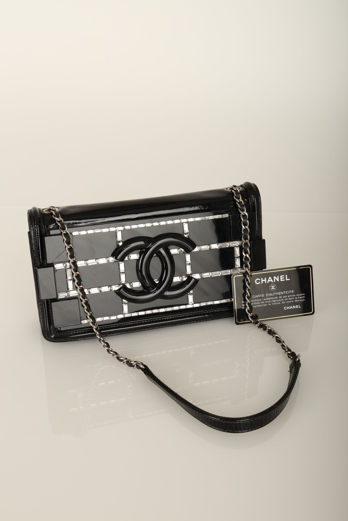 Chanel 2014 Patent Brick Crystal Flap