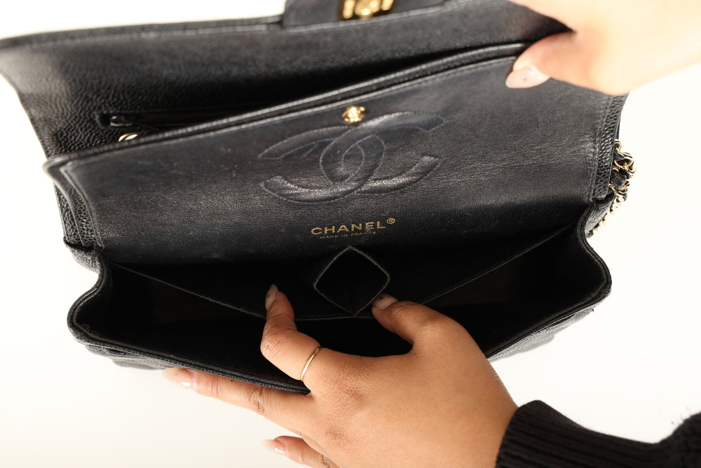 Chanel 2004 Caviar Medium Double Flap