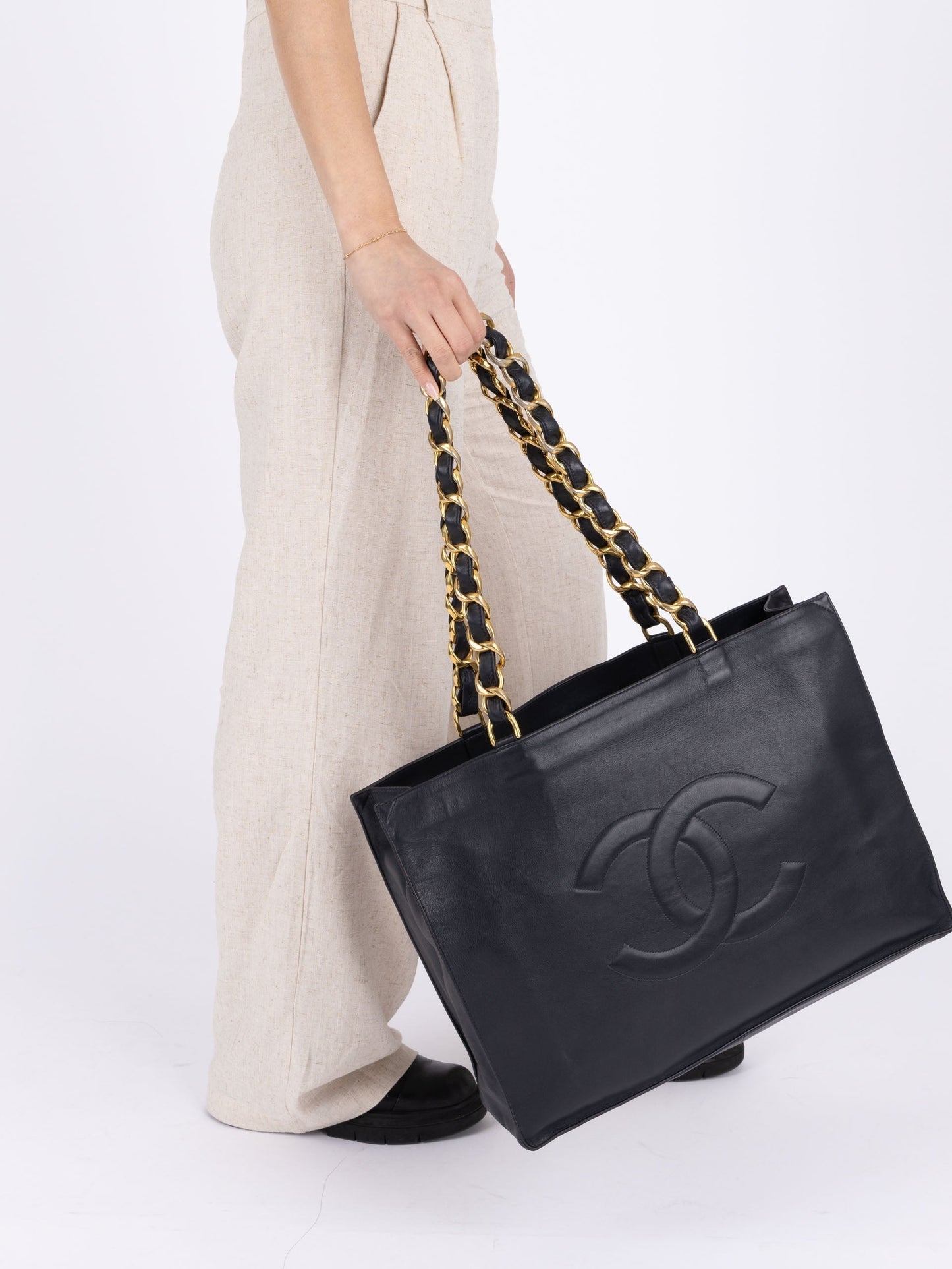 Chanel Calfskin Navy Chunky Chain Tote