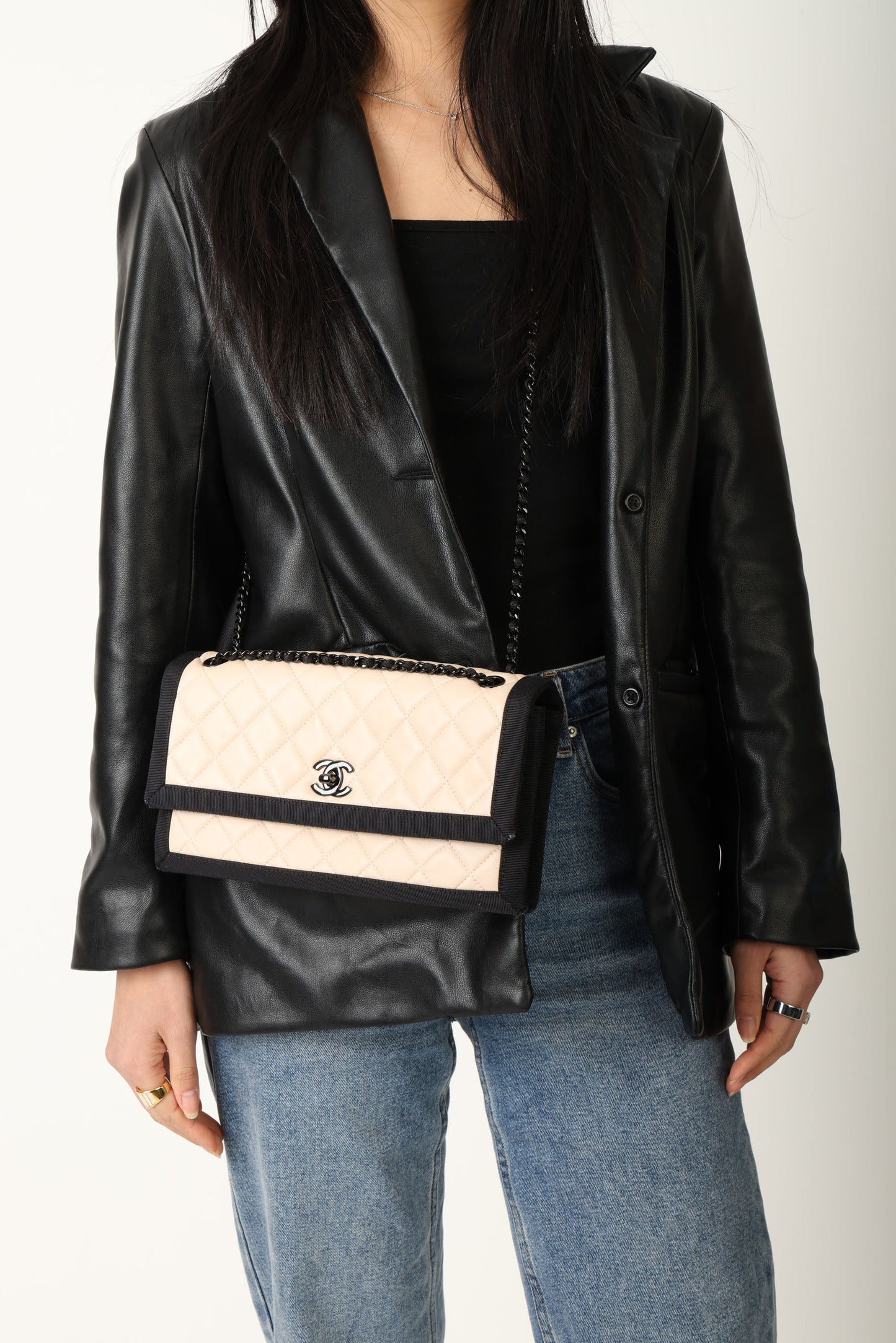 Chanel 2015 Lambskin Grosgrain Flap Bag