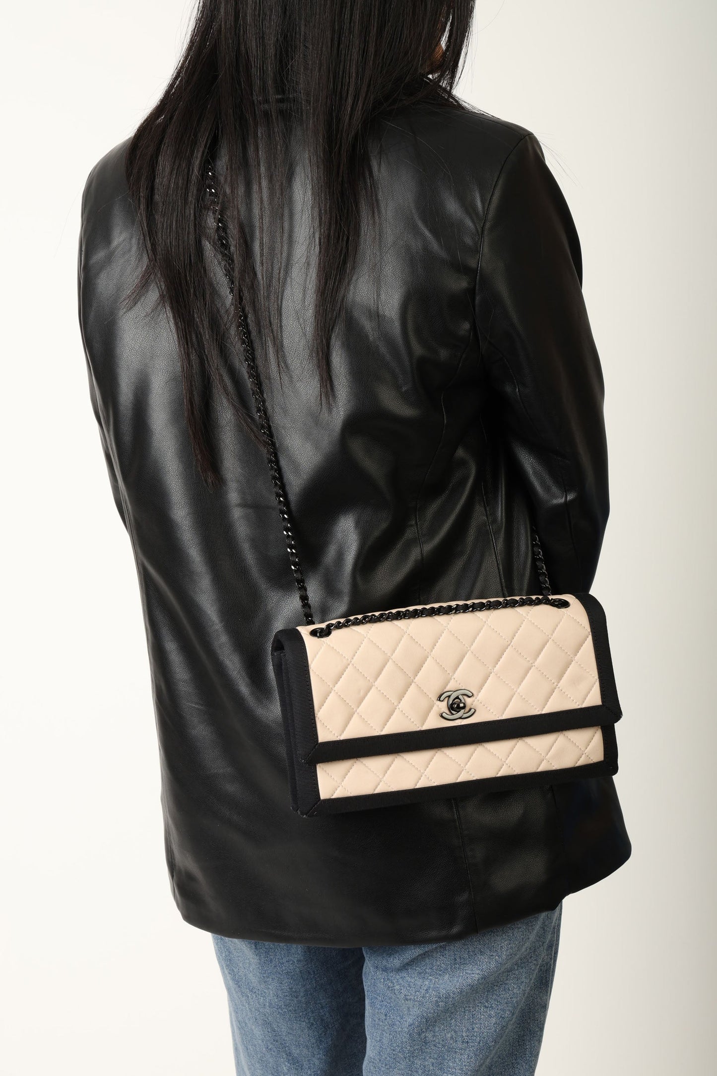 Chanel 2015 Lambskin Grosgrain Flap Bag