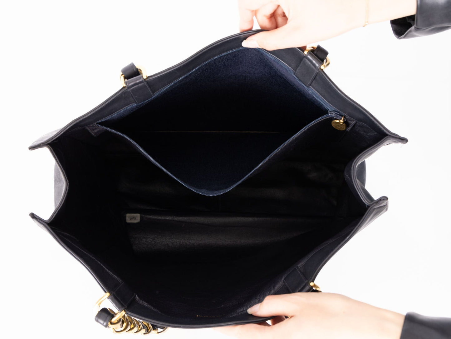 Chanel Calfskin Navy Chunky Chain Tote
