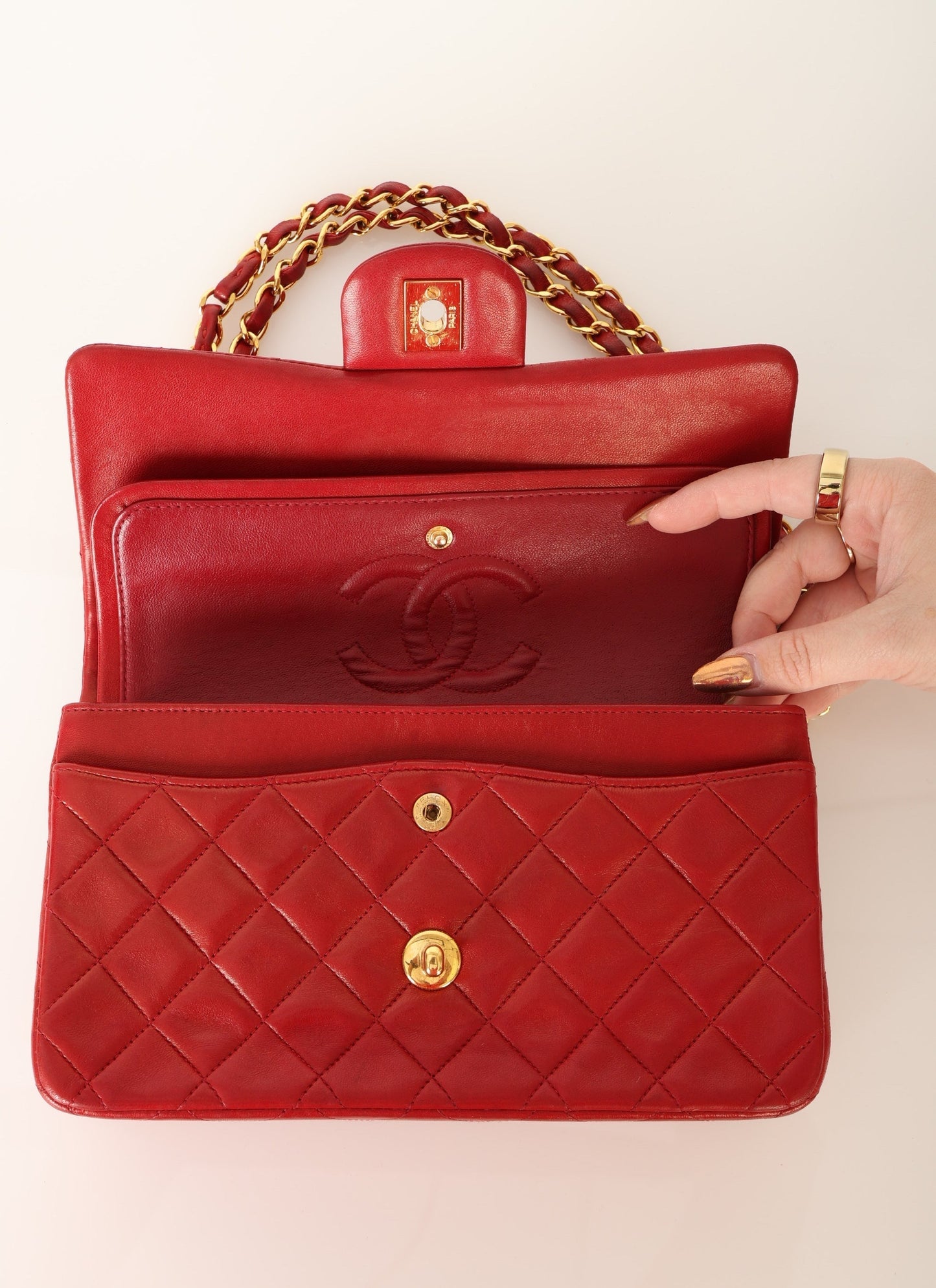 Chanel 1991 Lambskin Small Red Double Flap