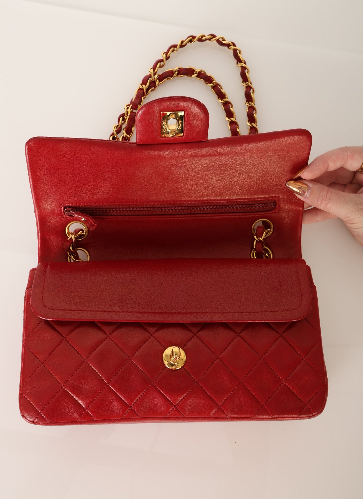 Chanel 1991 Lambskin Small Red Double Flap