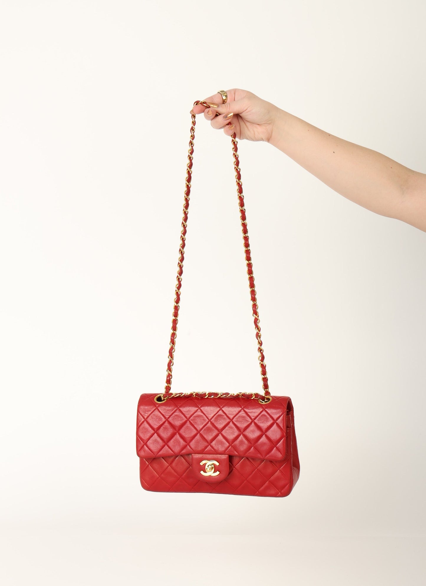 Chanel 1991 Lambskin Small Red Double Flap