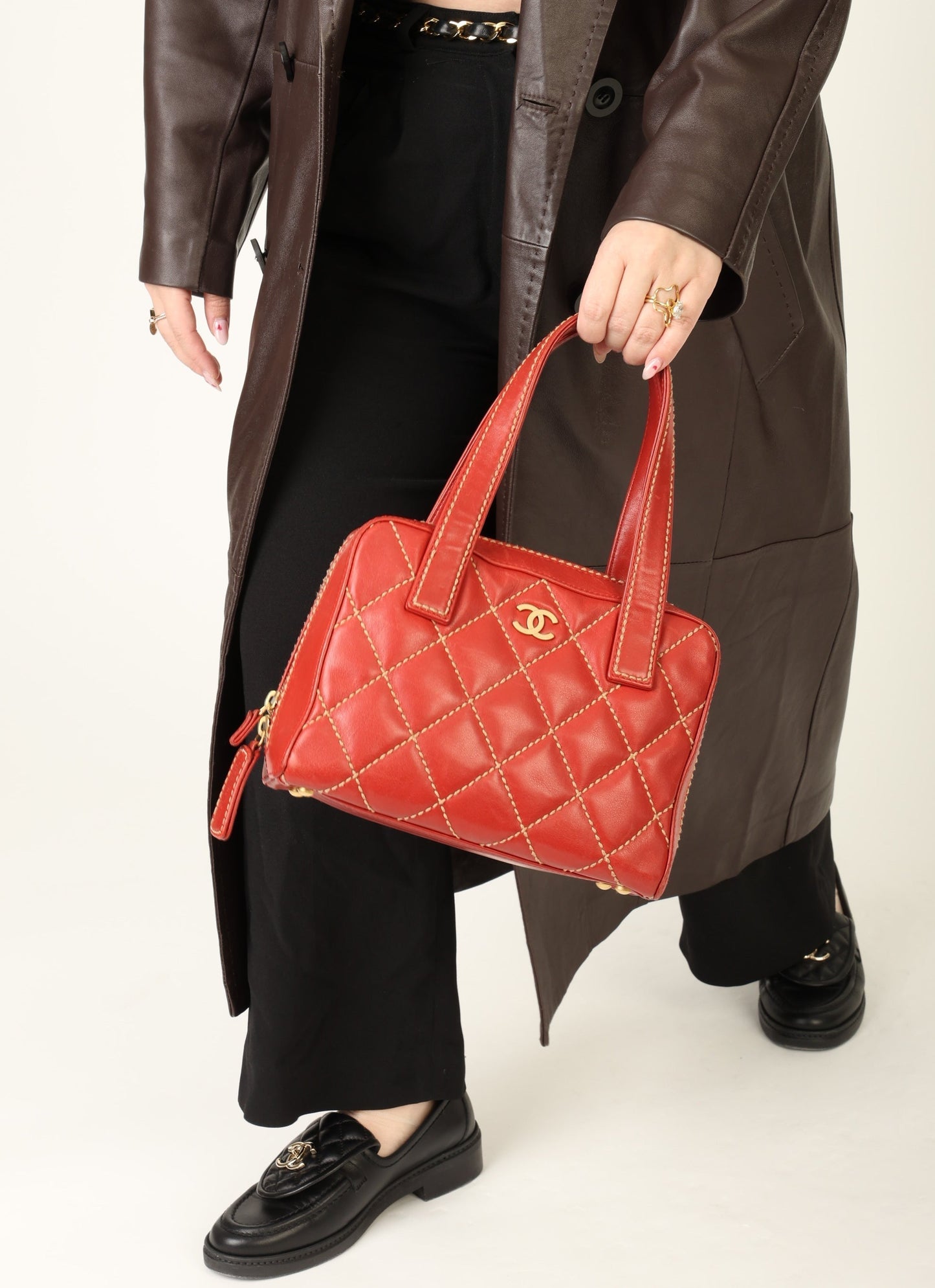 Chanel Calfskin Wild Stich Bowler Bag