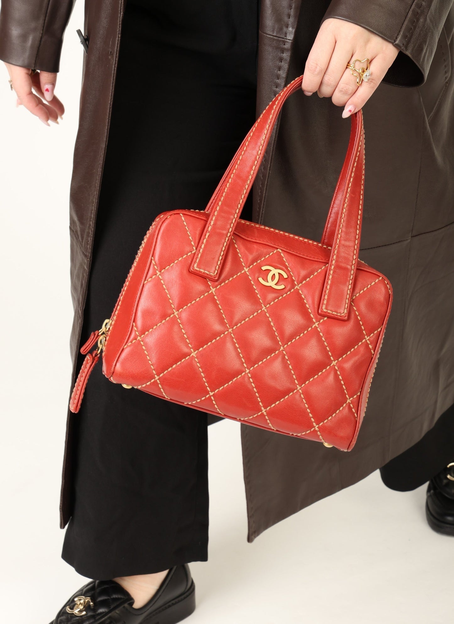 Chanel Calfskin Wild Stich Bowler Bag
