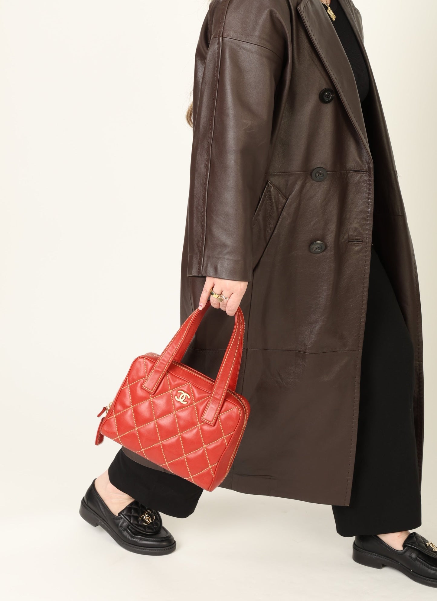 Chanel Calfskin Wild Stich Bowler Bag