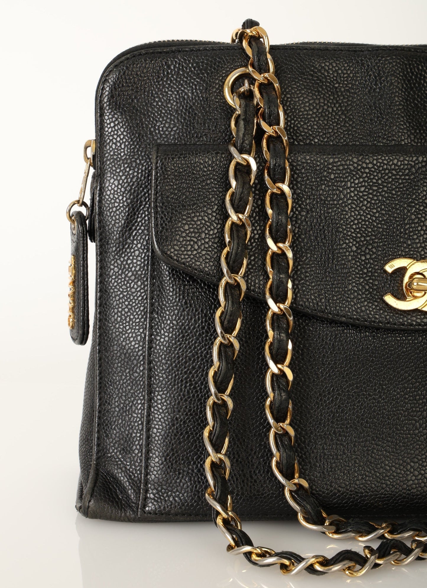 Chanel 1997 Caviar Turnlock Zip Tote