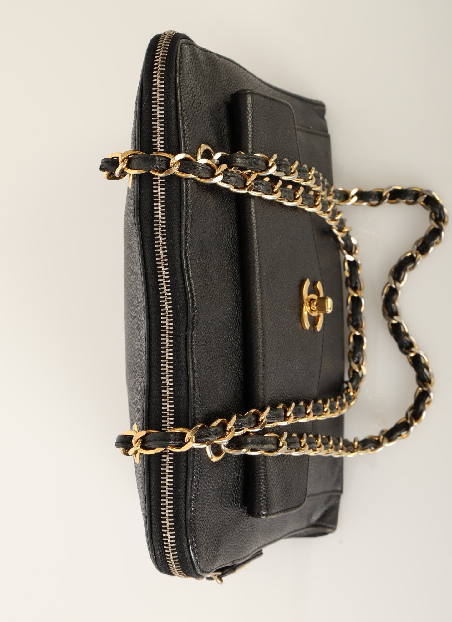 Chanel 1997 Caviar Turnlock Zip Tote
