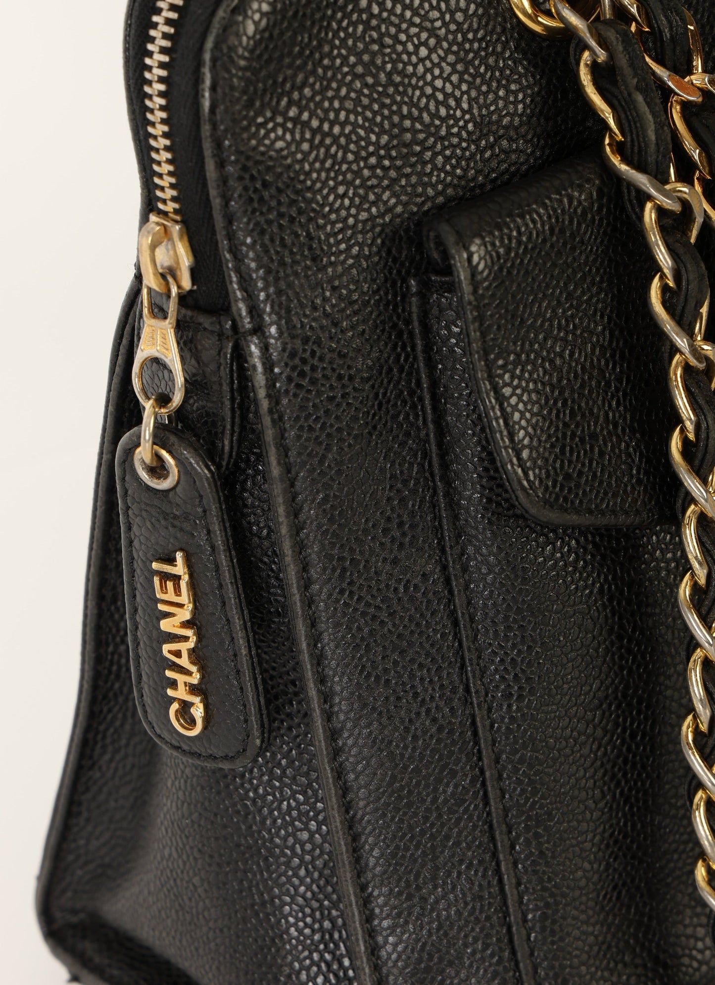 Chanel 1997 Caviar Turnlock Zip Tote