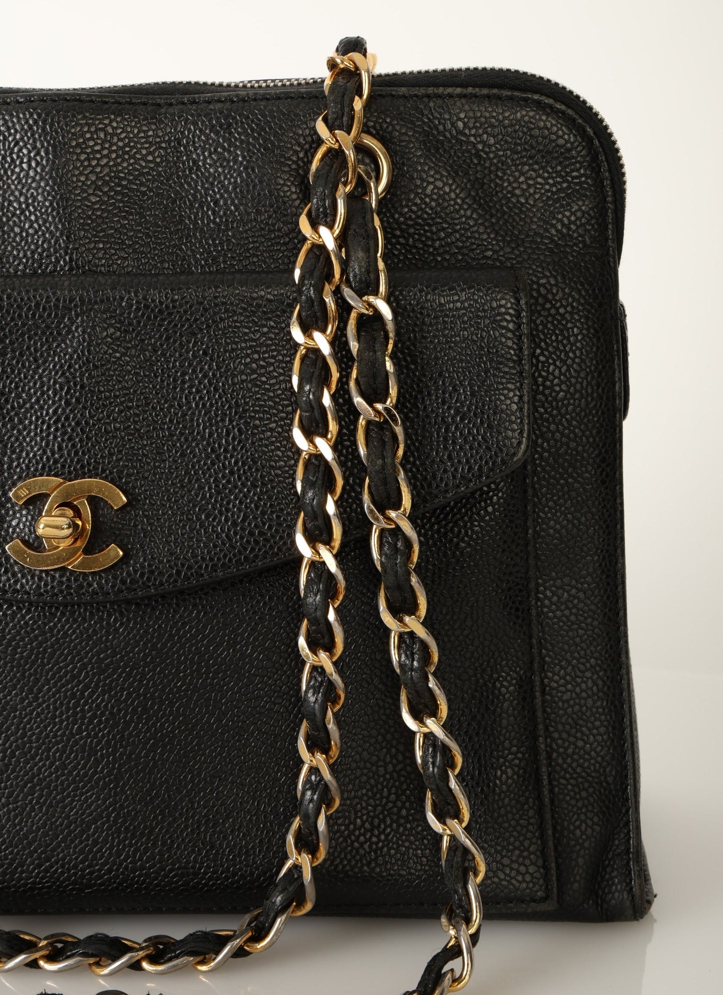 Chanel 1997 Caviar Turnlock Zip Tote