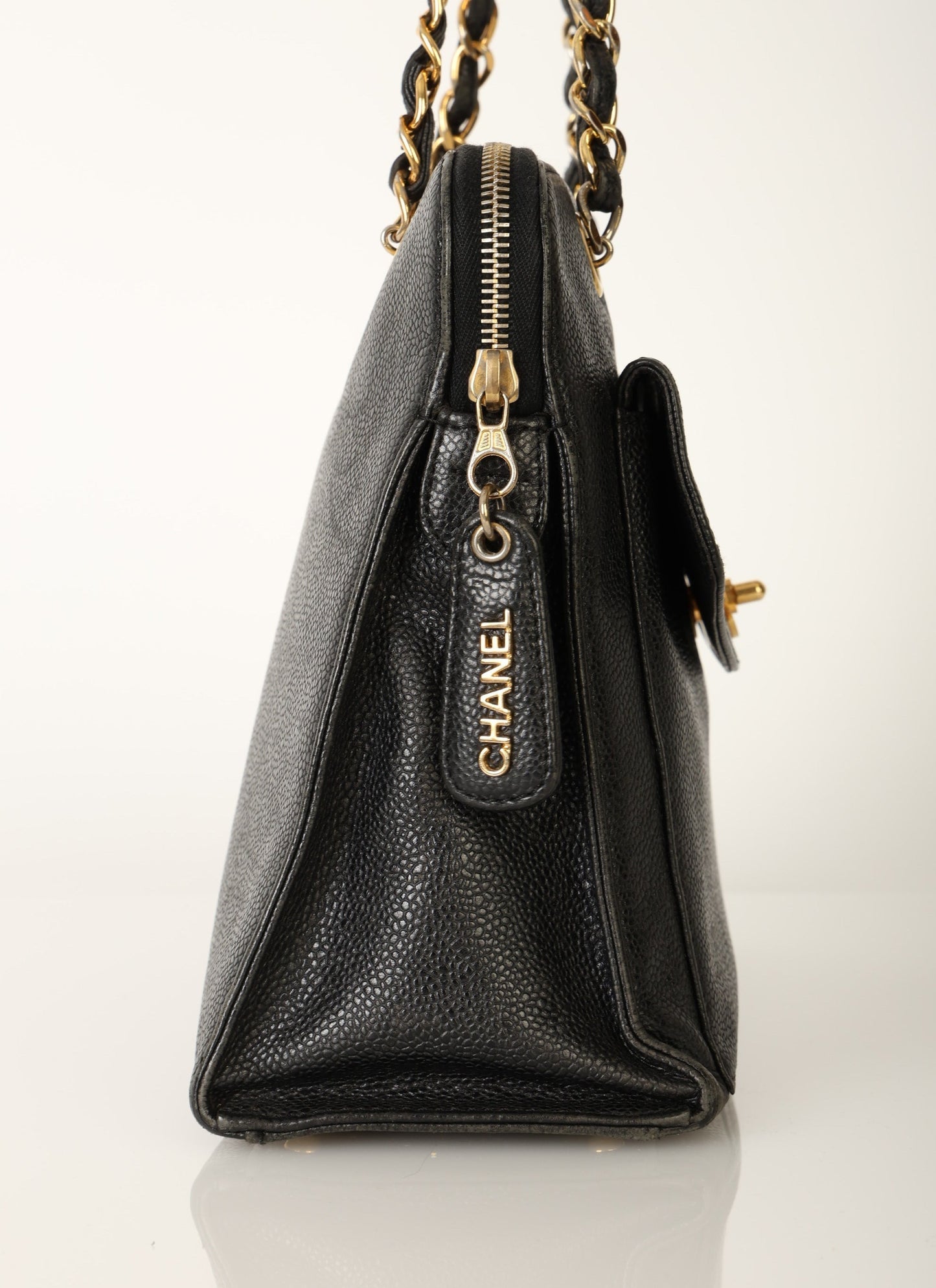 Chanel 1997 Caviar Turnlock Zip Tote