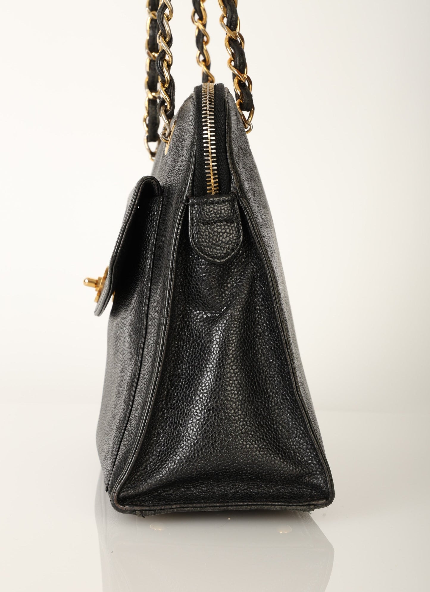 Chanel 1997 Caviar Turnlock Zip Tote