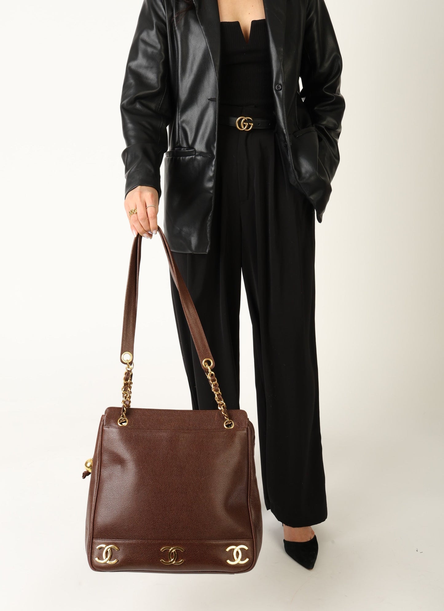 Chanel 1994 Caviar Logo Tote