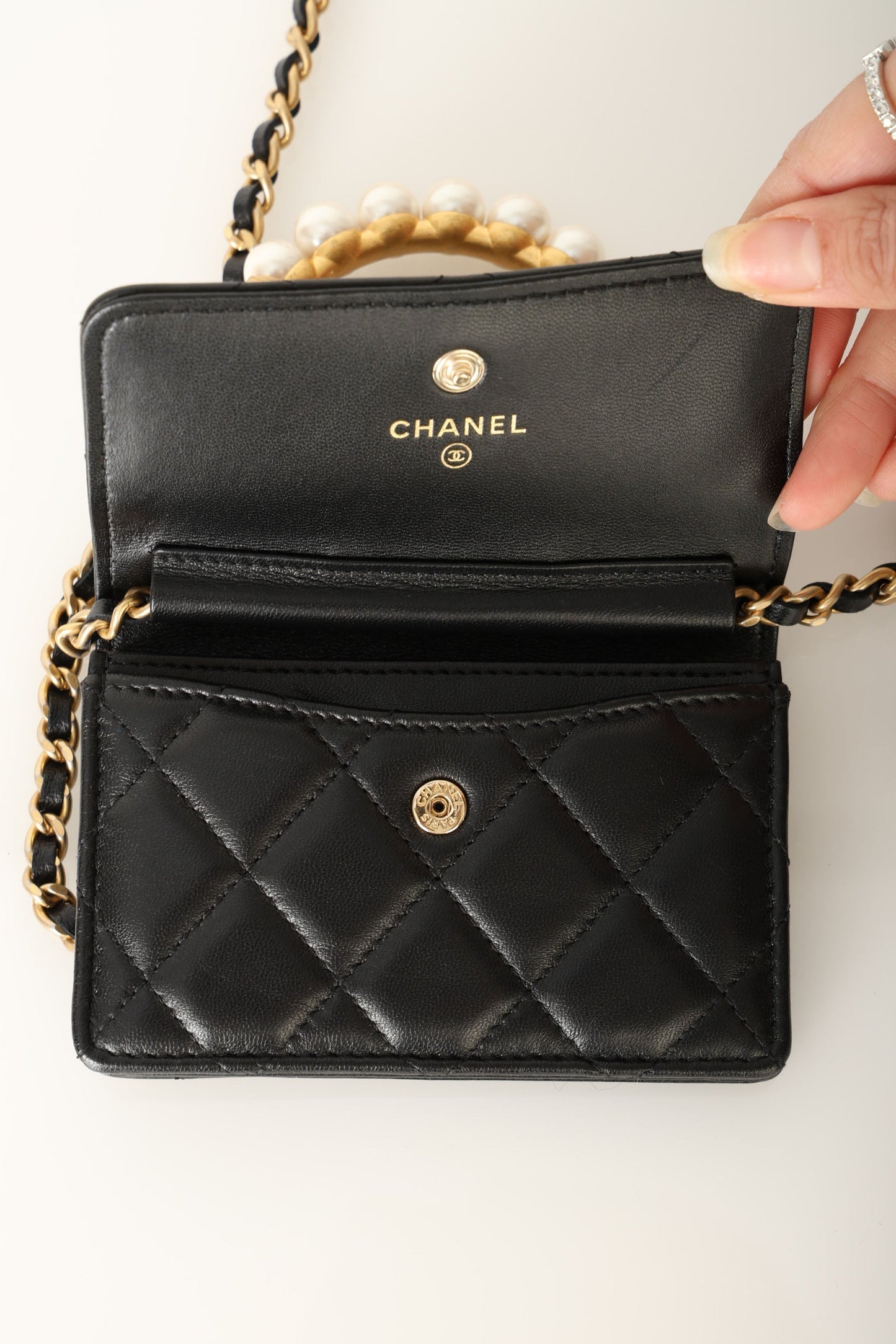 Chanel 2021 Lambskin Pearl Bracelet Bag