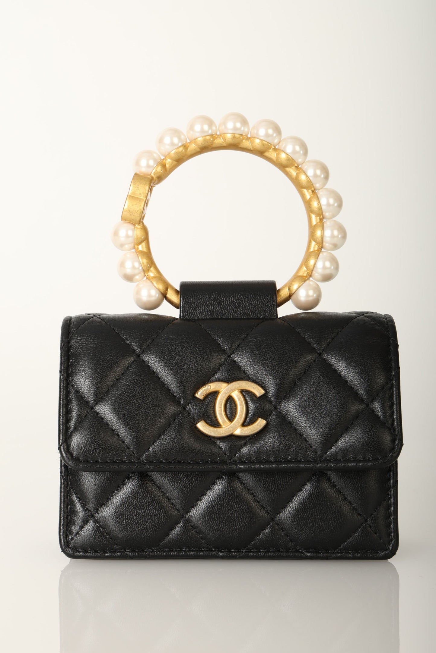 Chanel 2021 Lambskin Pearl Bracelet Bag