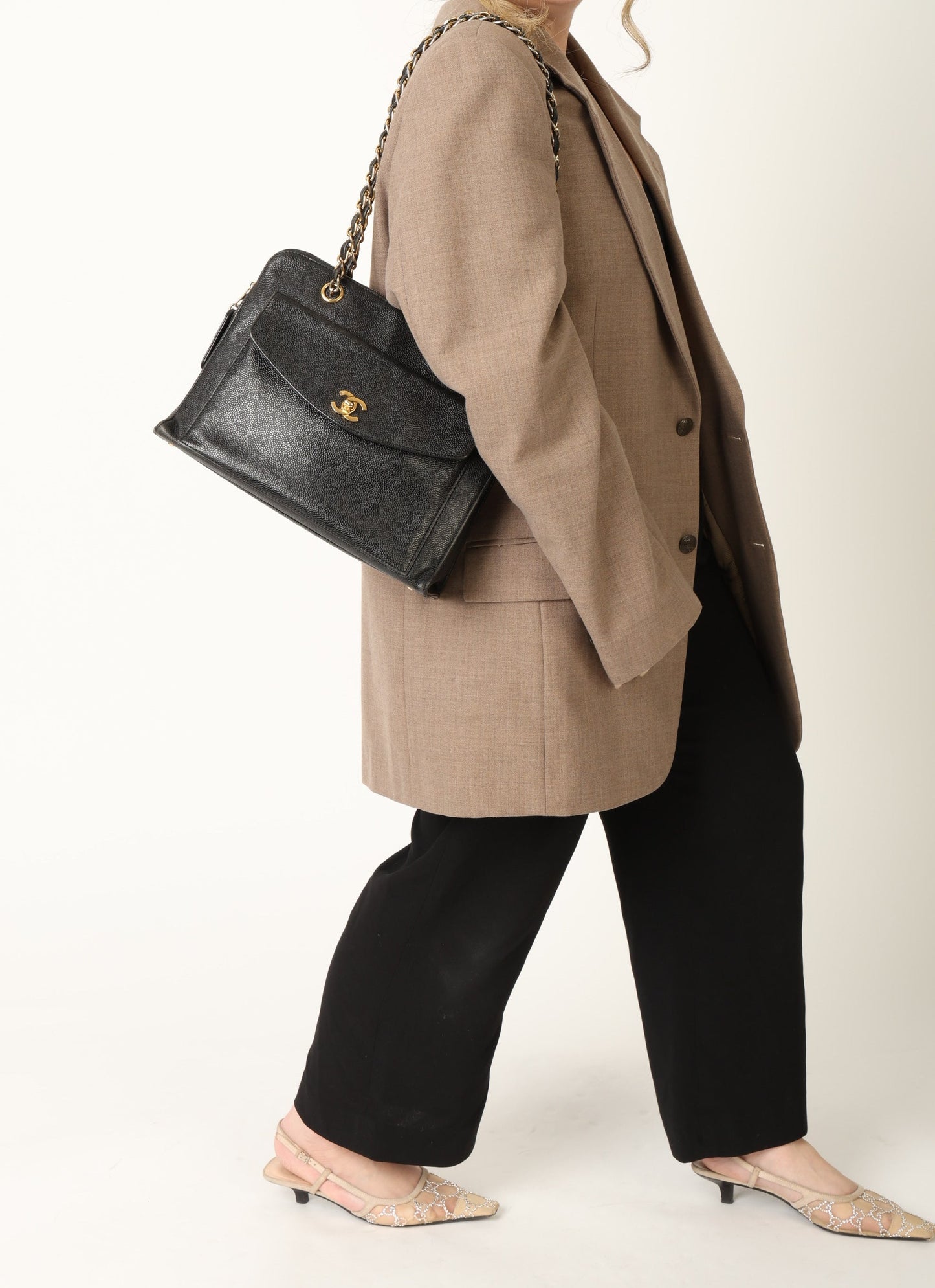 Chanel 1997 Caviar Turnlock Zip Tote