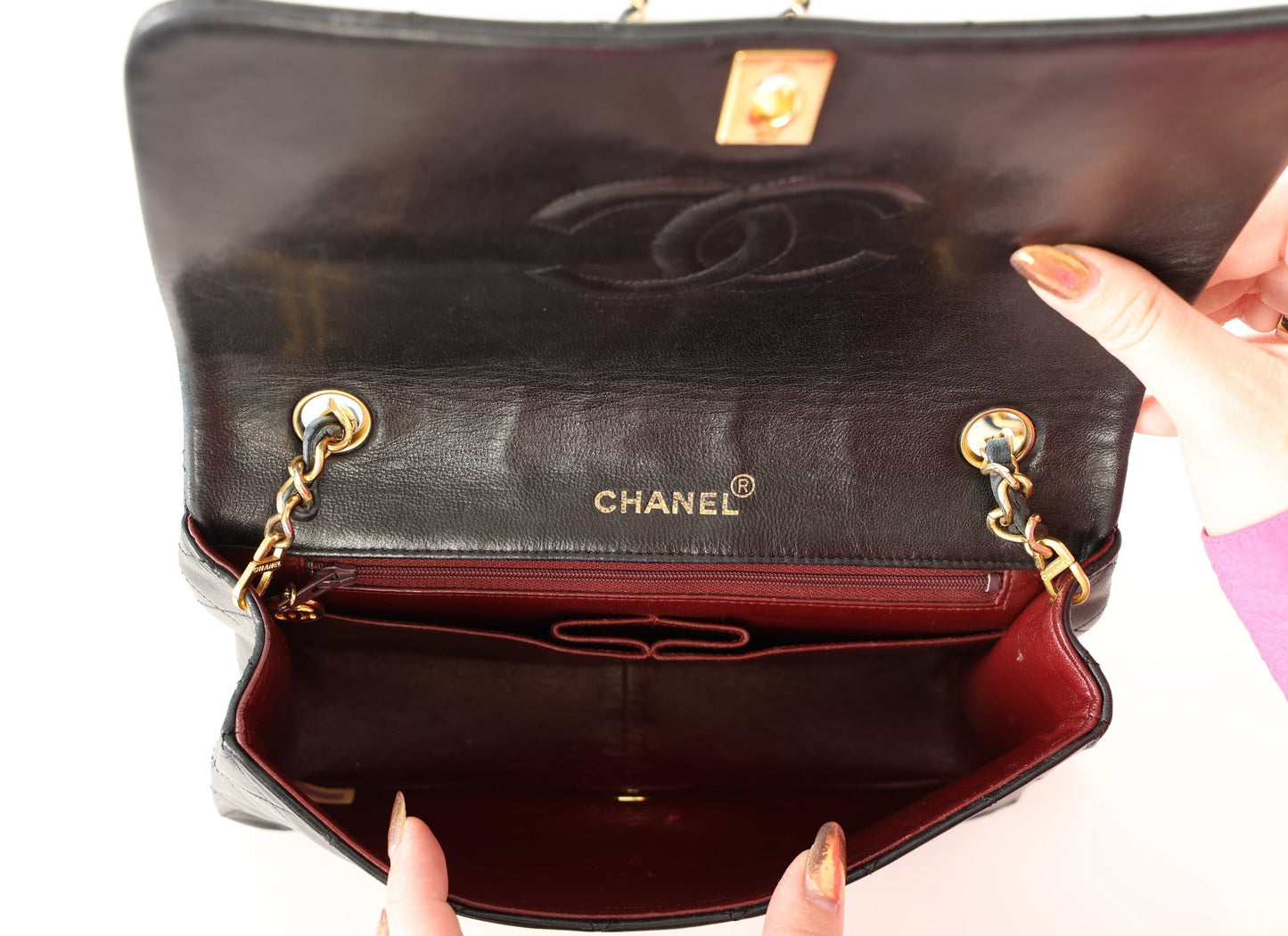 Chanel 1989 Lambskin Turnlock Medium Full Flap