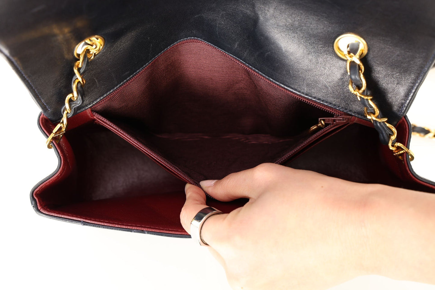 Chanel 1991 Lambskin Dark Navy Medium Diana