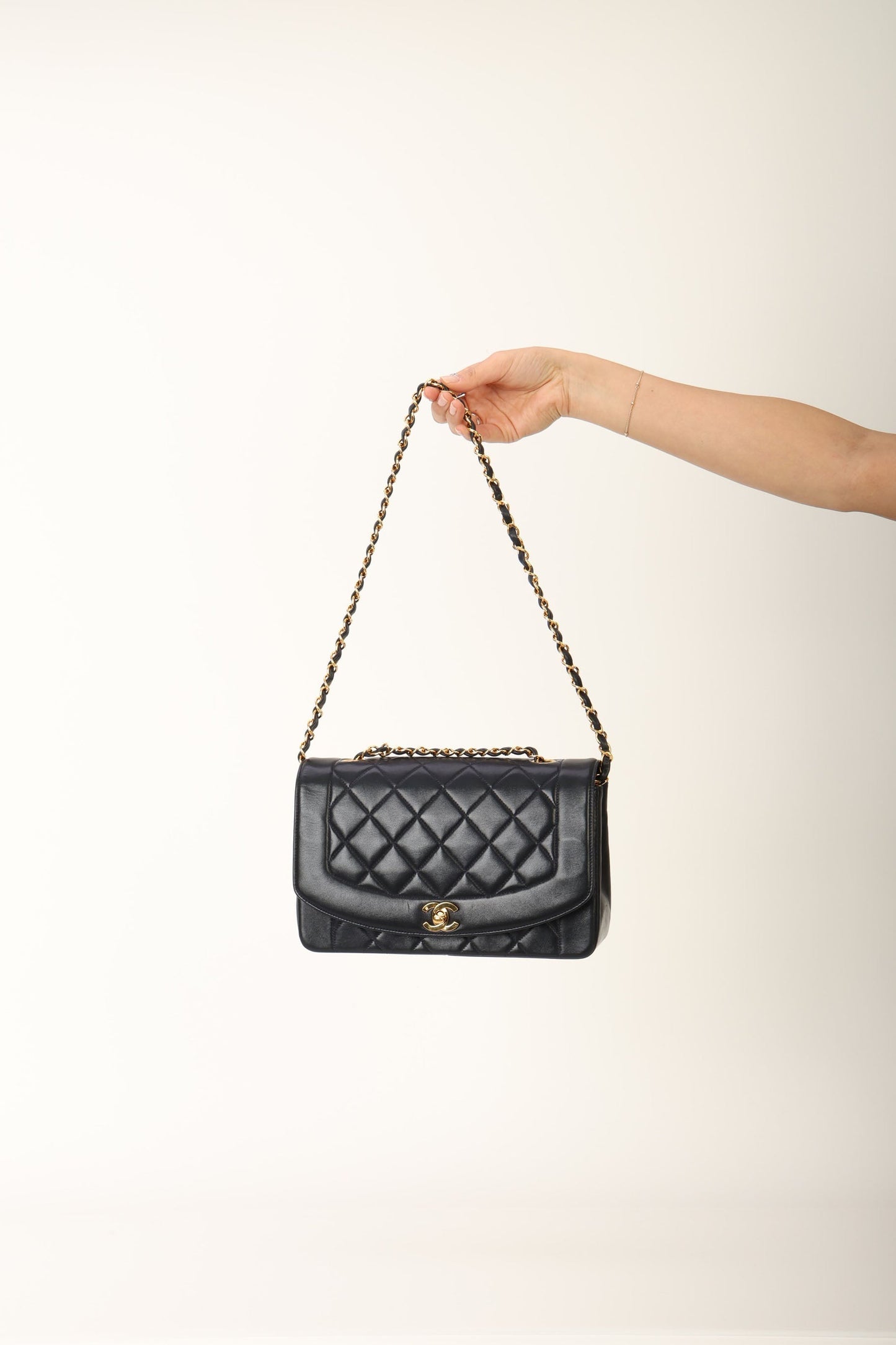 Chanel 1991 Lambskin Dark Navy Medium Diana