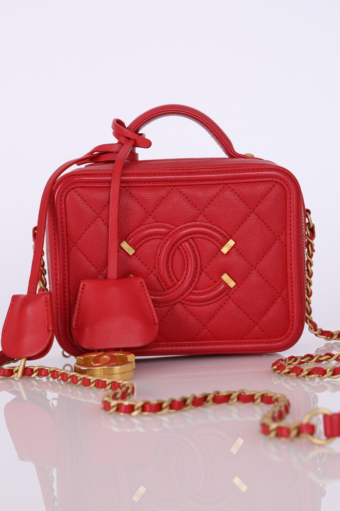 Chanel 2018 Caviar Small Filigree Vanity Bag