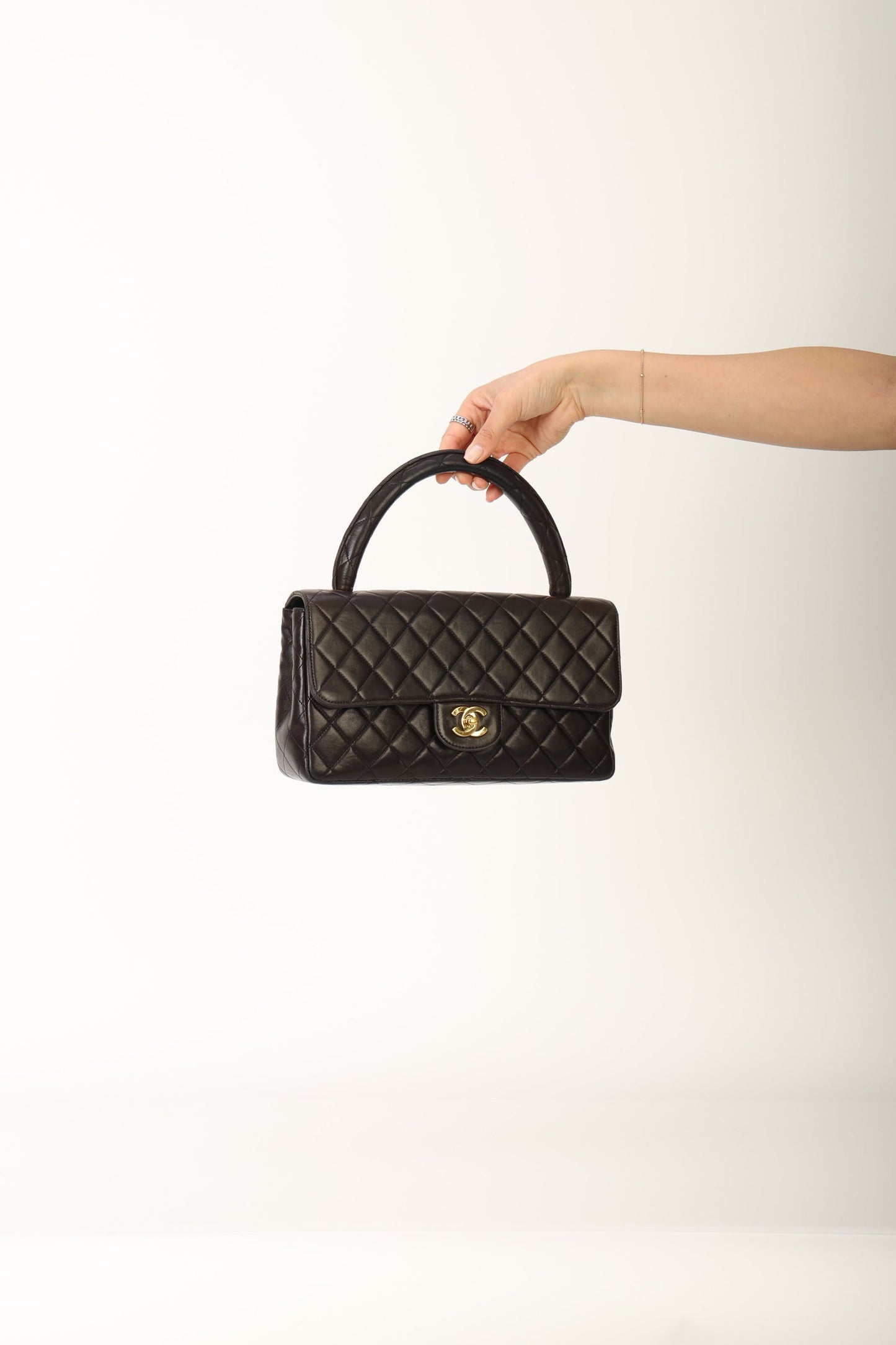 Chanel 1994 Lambskin East West Kelly Top Handle