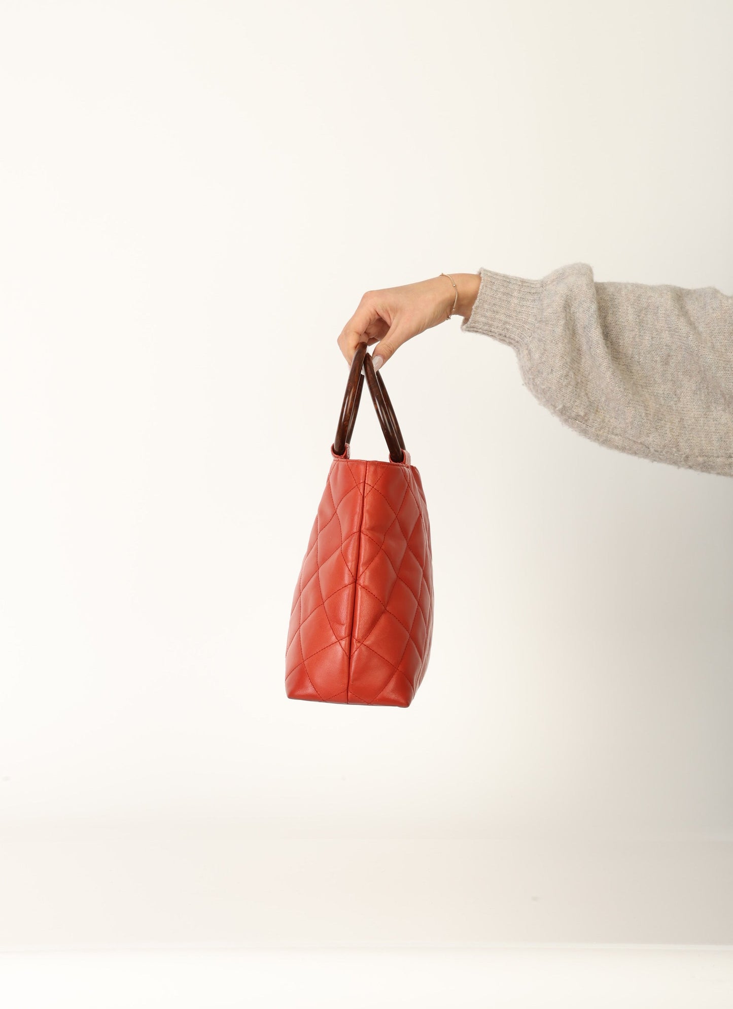 Chanel 2000 Calfskin Wood Acrylic Tote