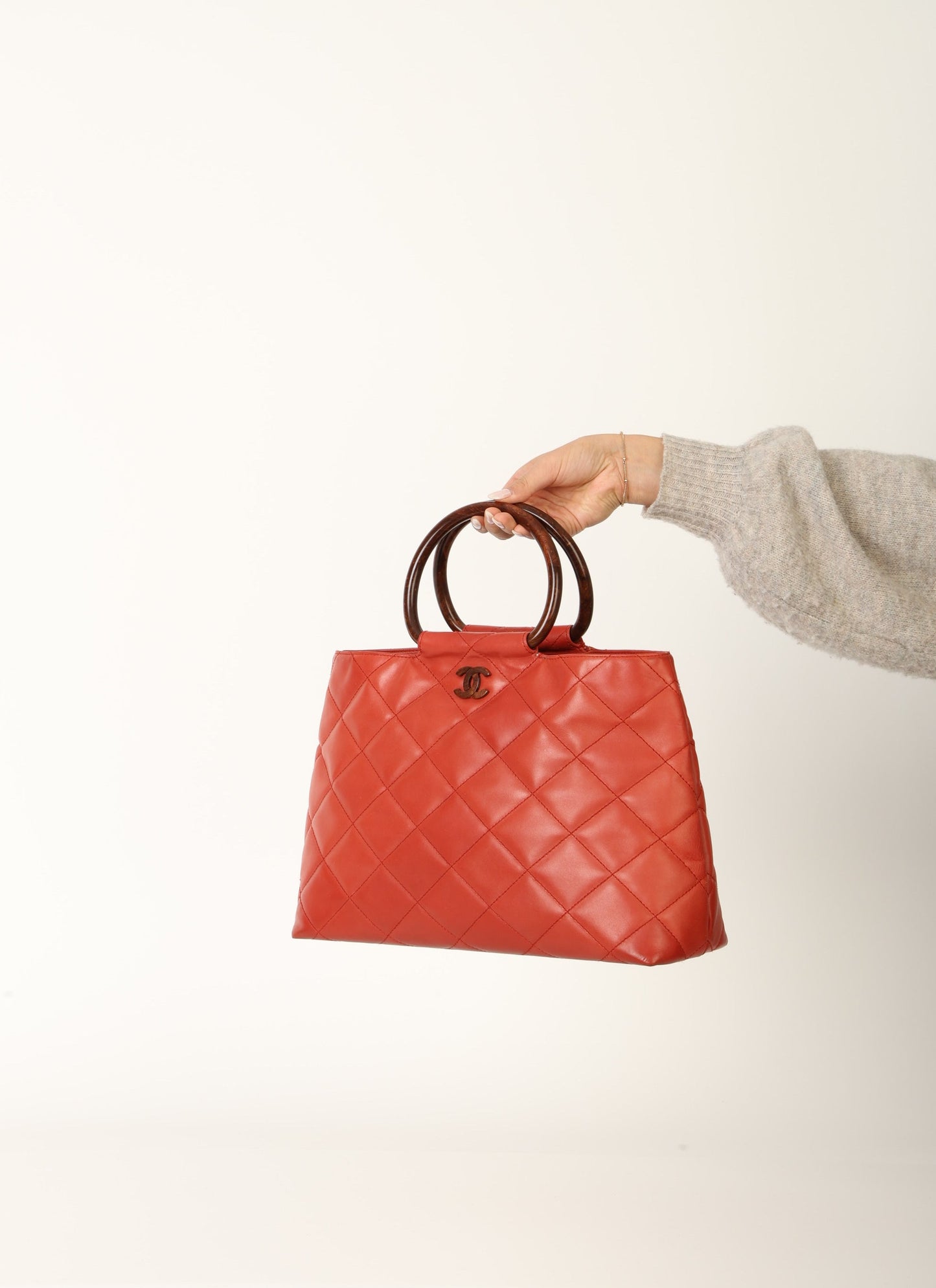 Chanel 2000 Calfskin Wood Acrylic Tote