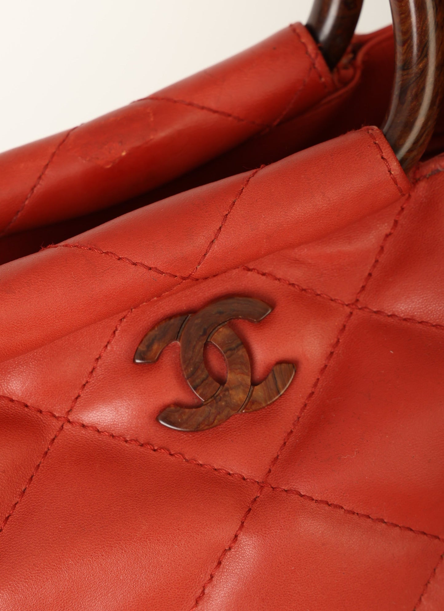 Chanel 2000 Calfskin Wood Acrylic Tote
