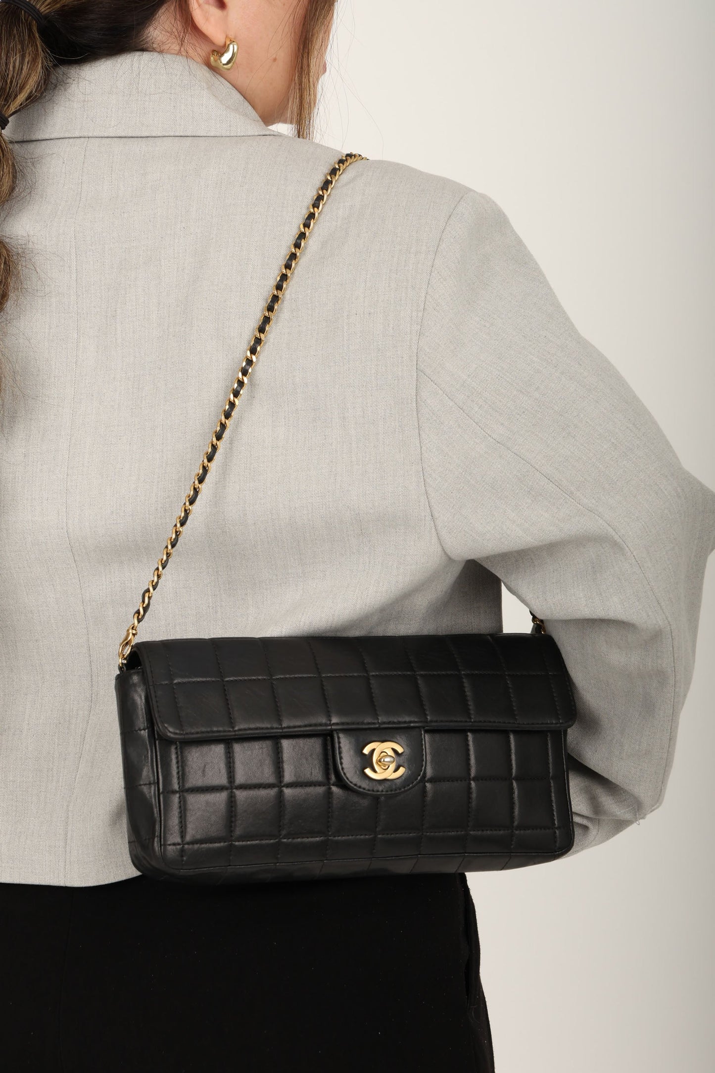 Chanel 2000 Lambskin East West Chocolate Bar