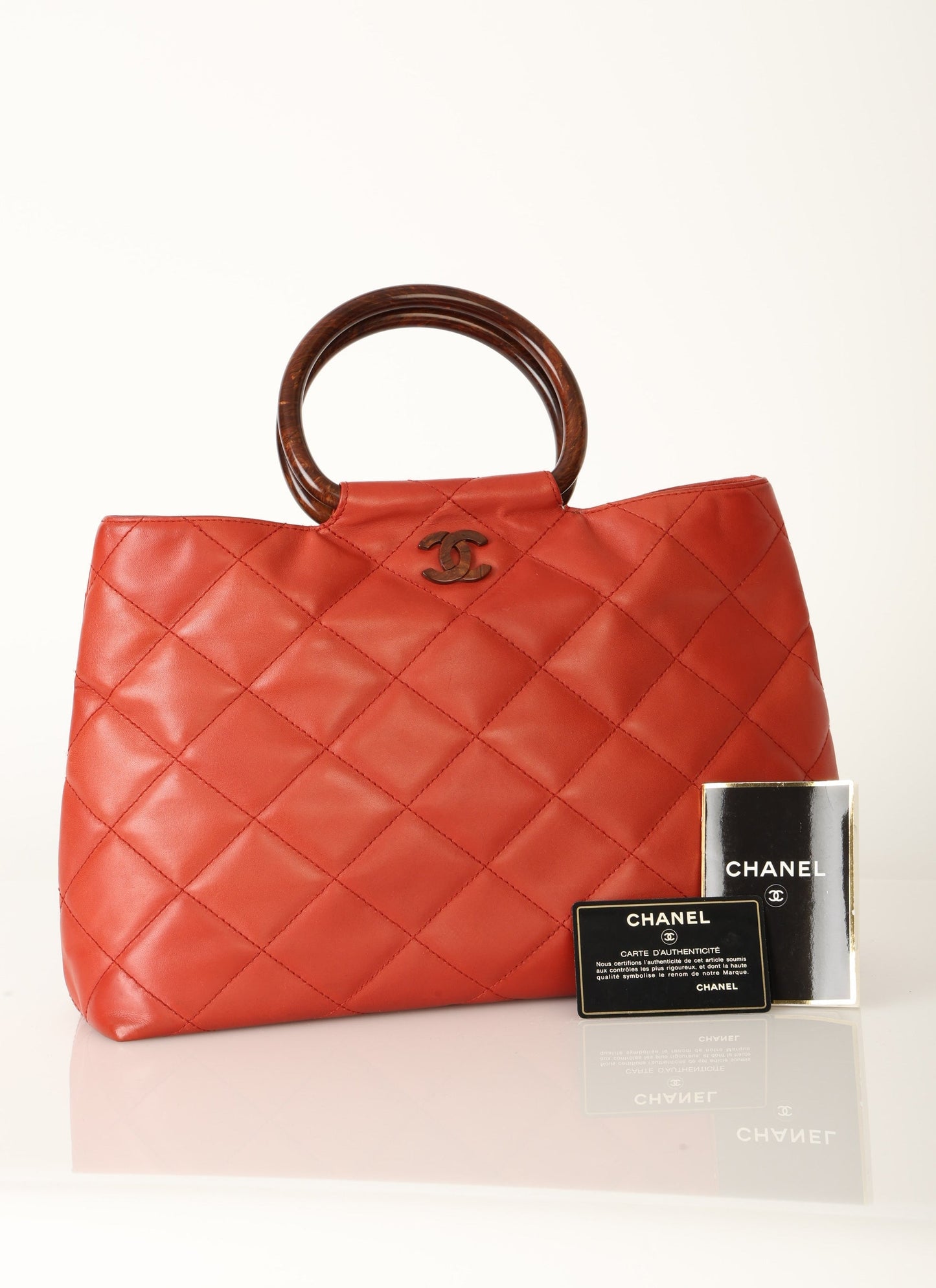 Chanel 2000 Calfskin Wood Acrylic Tote