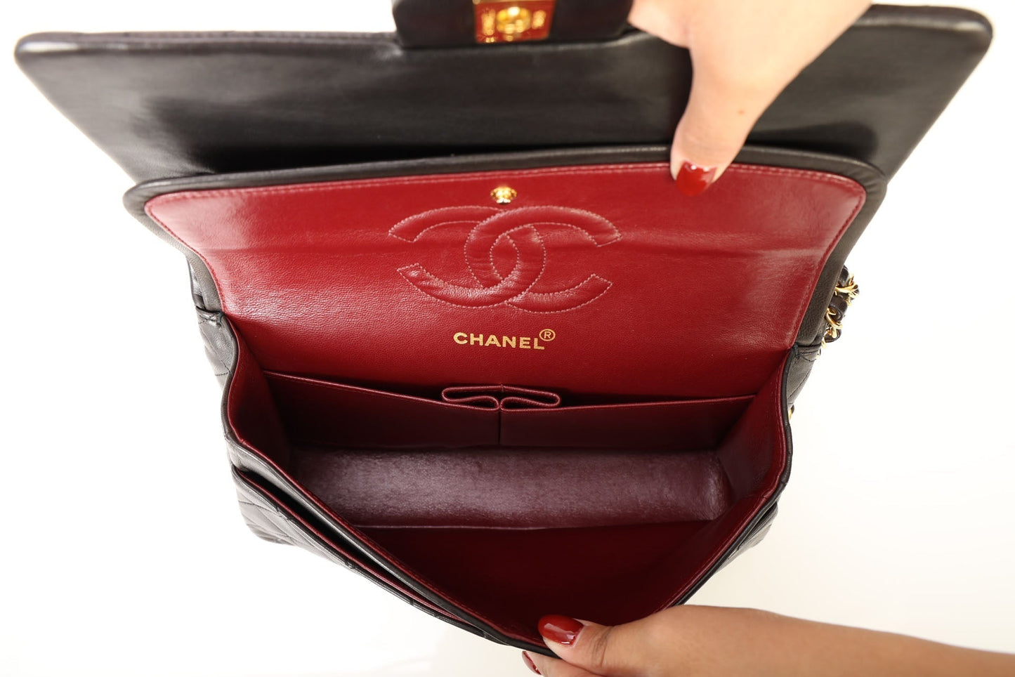 Chanel 1991 Dark Brown Lambskin Medium Double Flap Bag