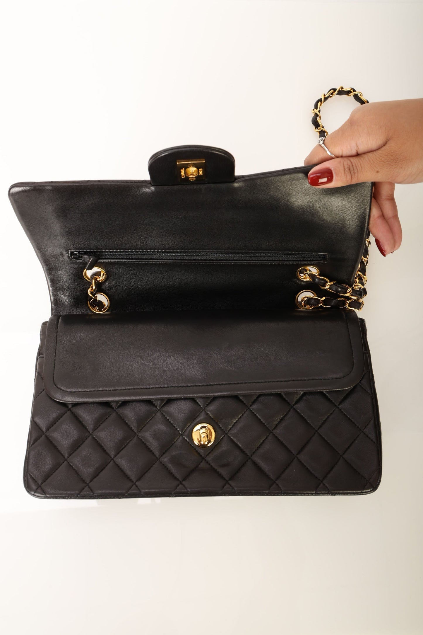 Chanel 1991 Dark Brown Lambskin Medium Double Flap Bag
