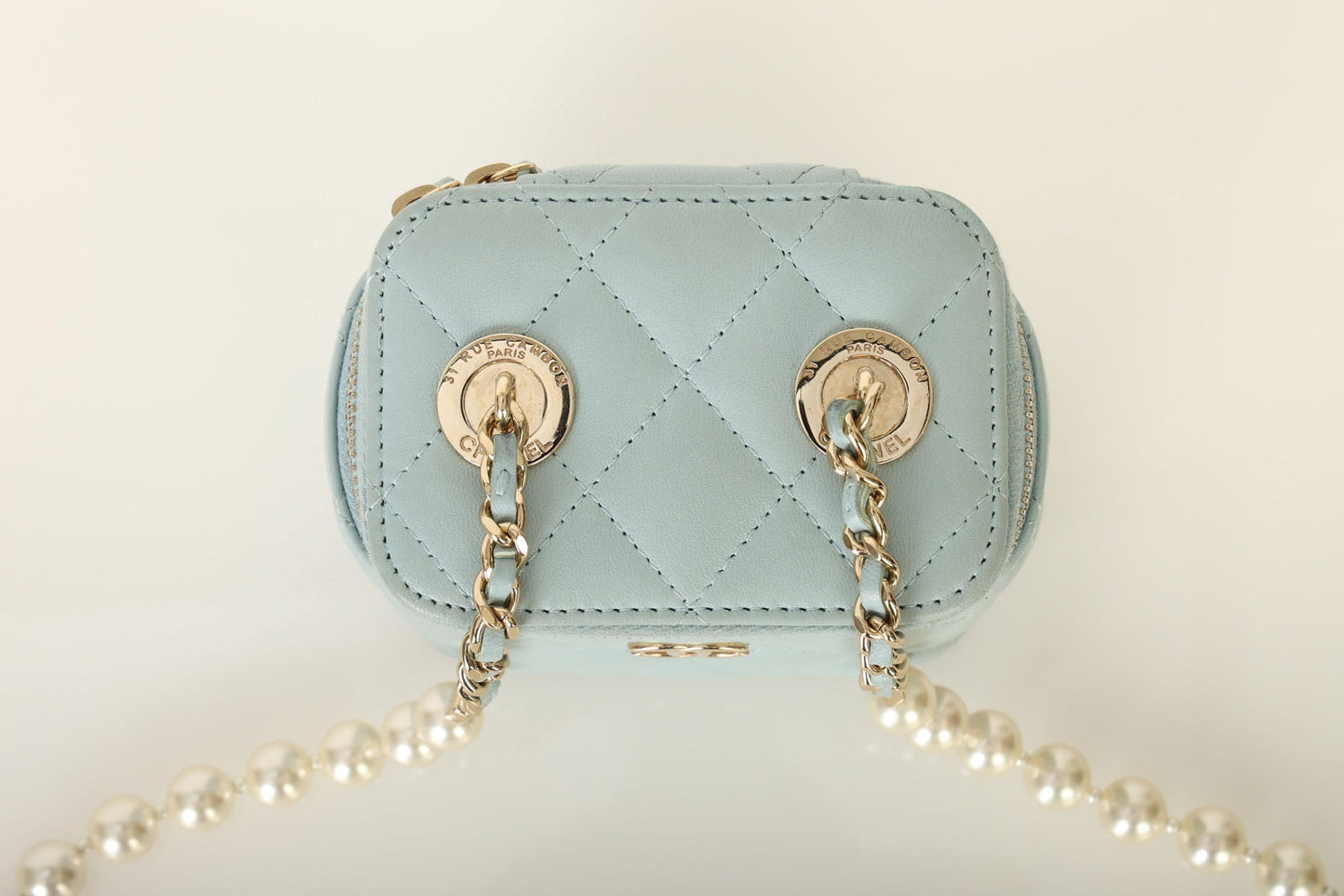 Chanel 2022 Lambskin Pearl Vanity Bag