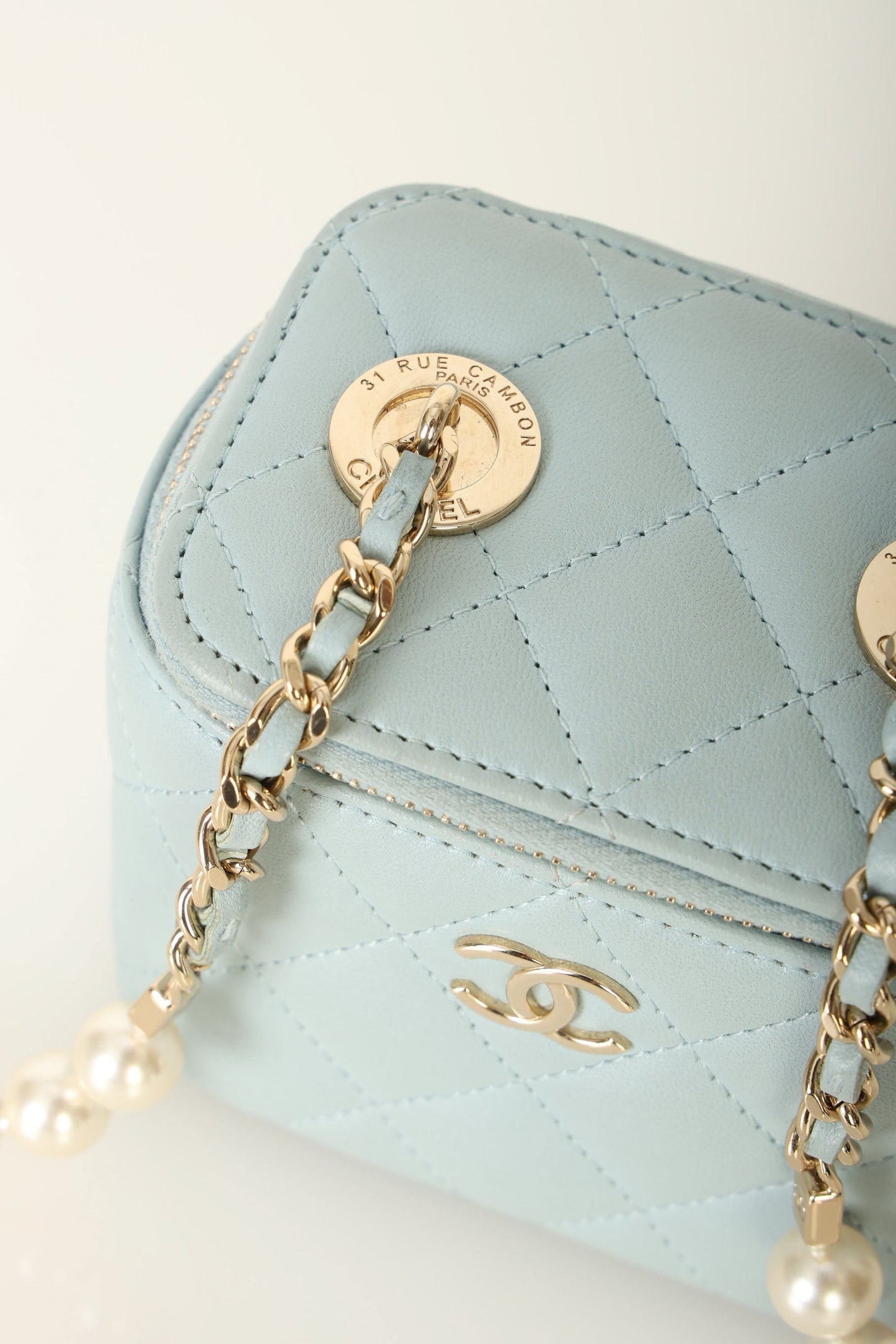 Chanel 2022 Lambskin Pearl Vanity Bag