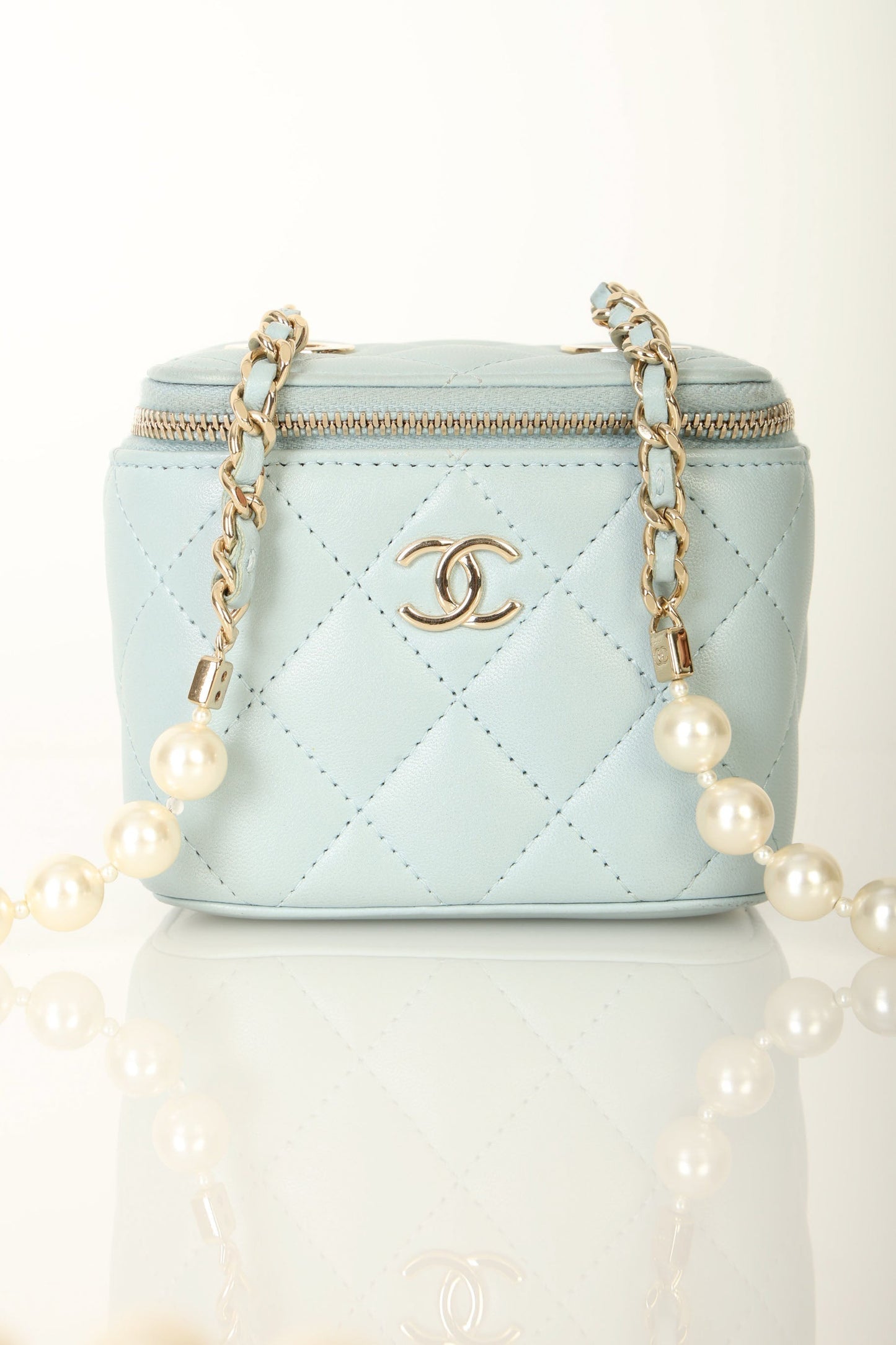 Chanel 2022 Lambskin Pearl Vanity Bag