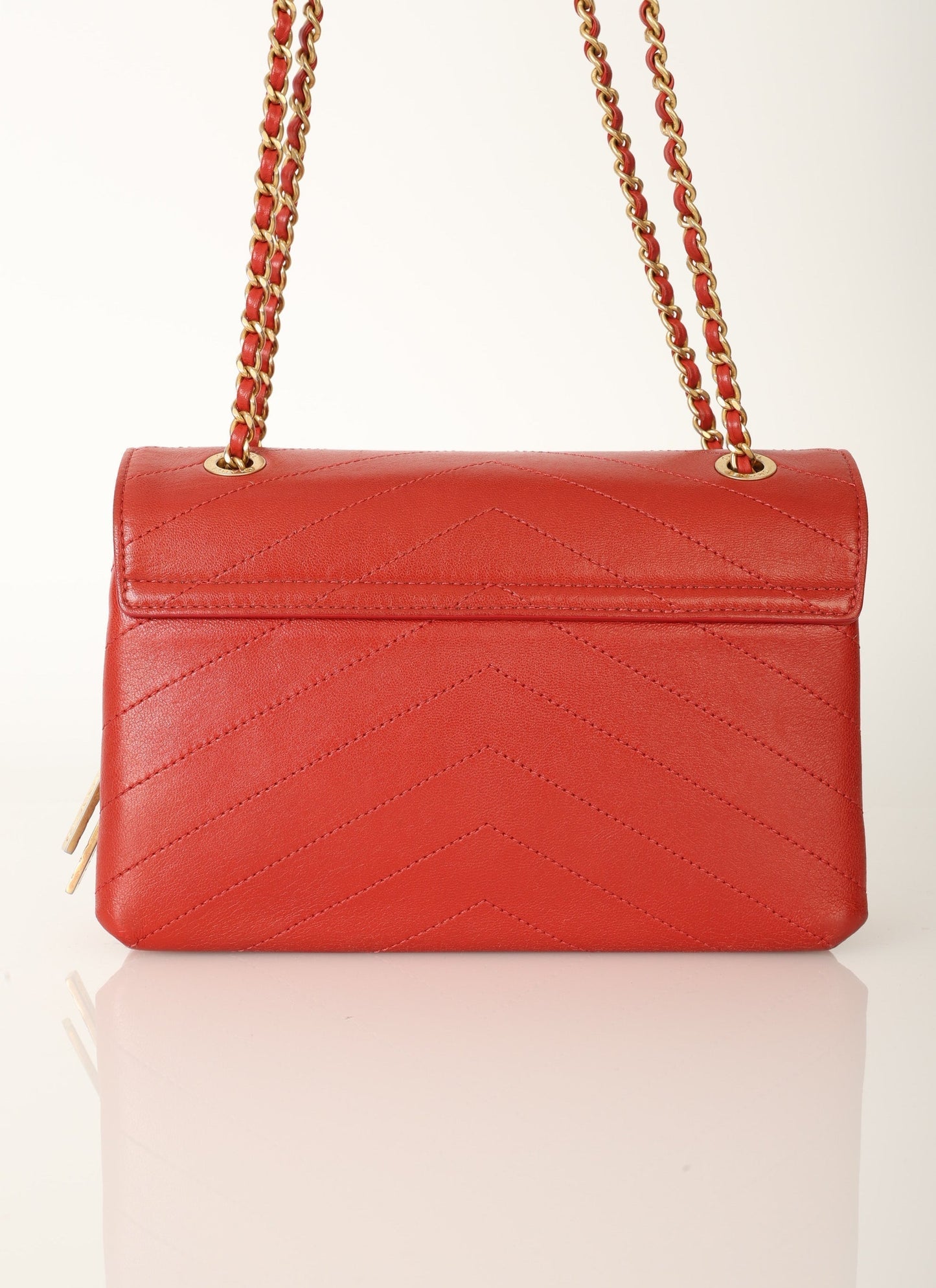 Chanel 2018 Calfskin Chevron Red Flap