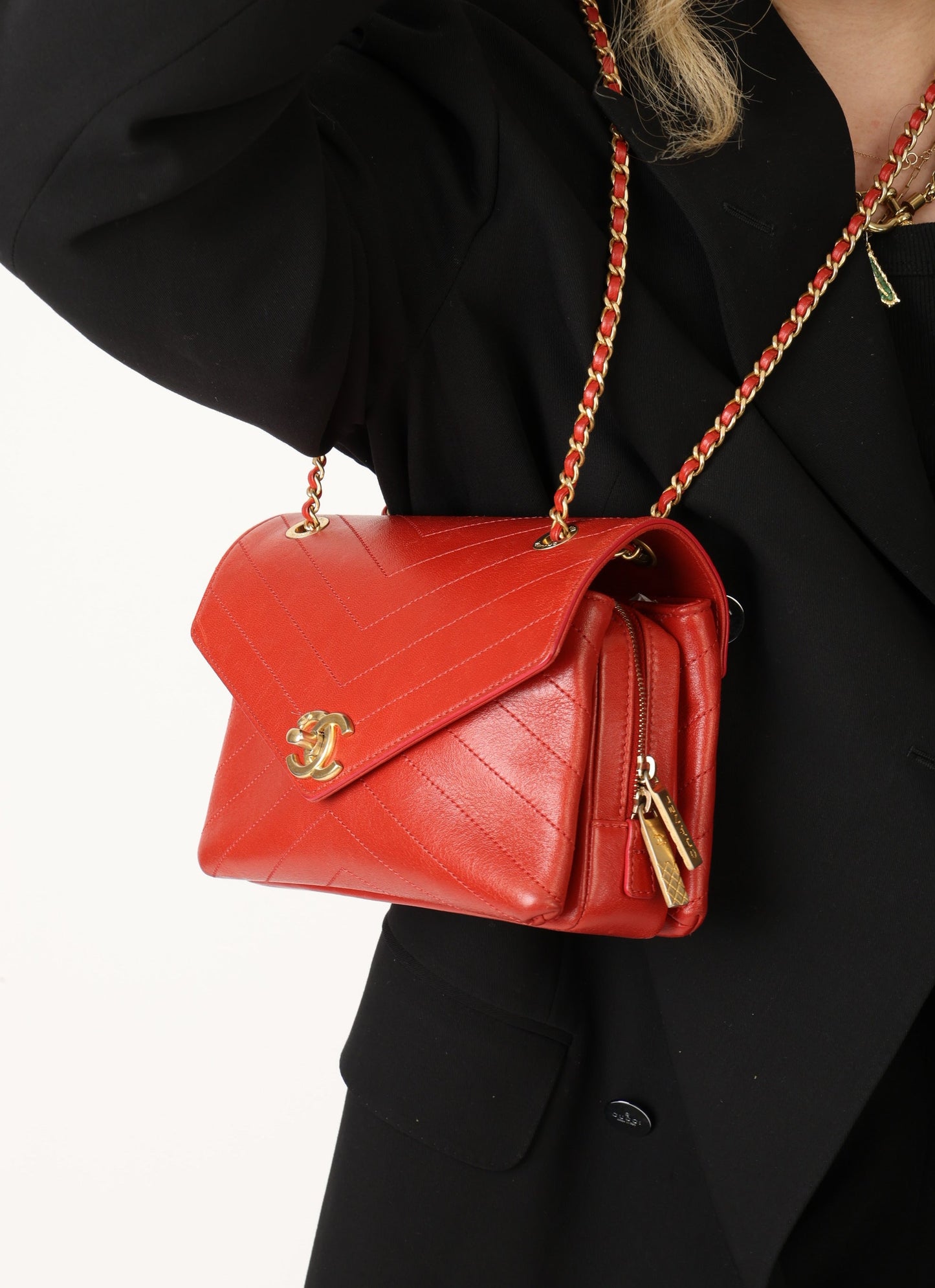 Chanel 2018 Calfskin Chevron Red Flap