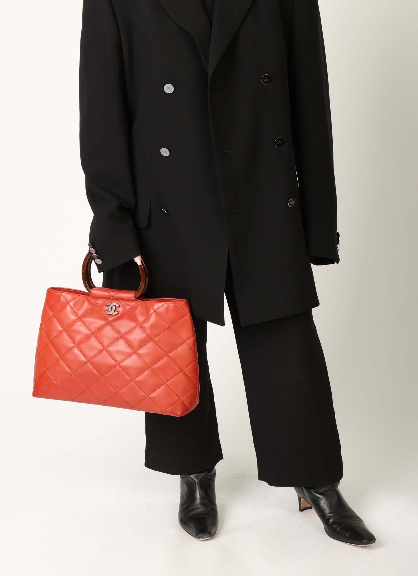 Chanel 2000 Calfskin Wood Acrylic Tote