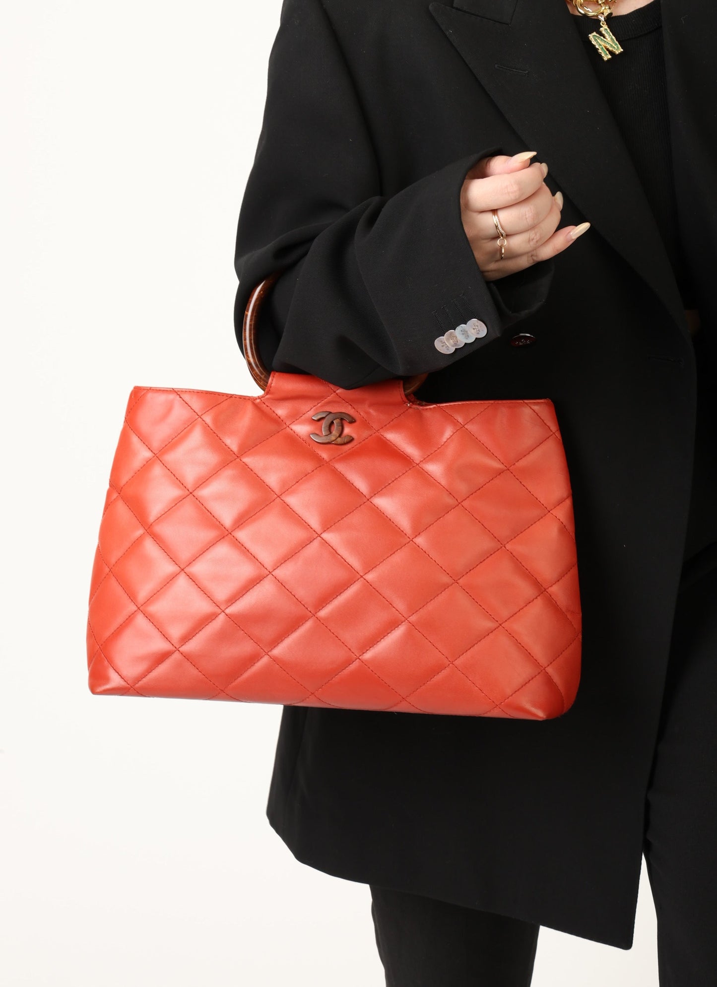 Chanel 2000 Calfskin Wood Acrylic Tote