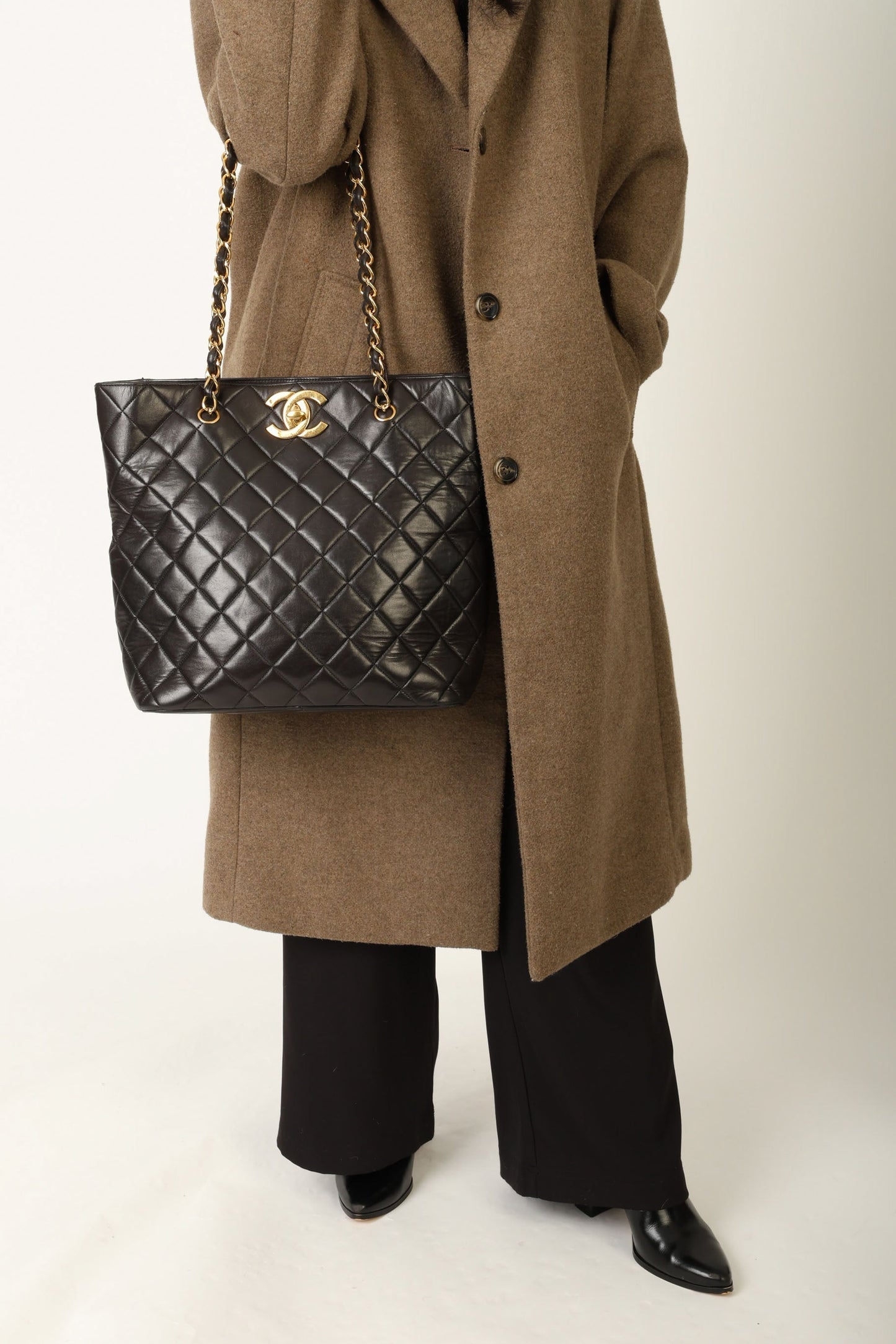 Chanel 1991 Lambskin Turnlock Tote