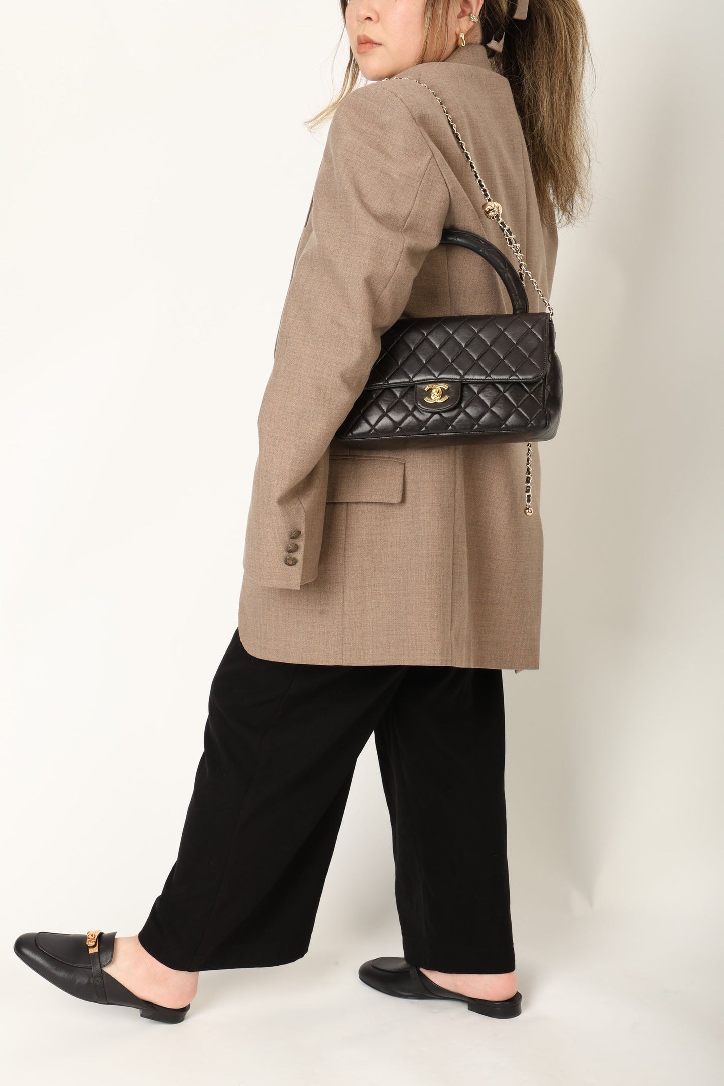 Chanel 1994 Lambskin East West Kelly Top Handle