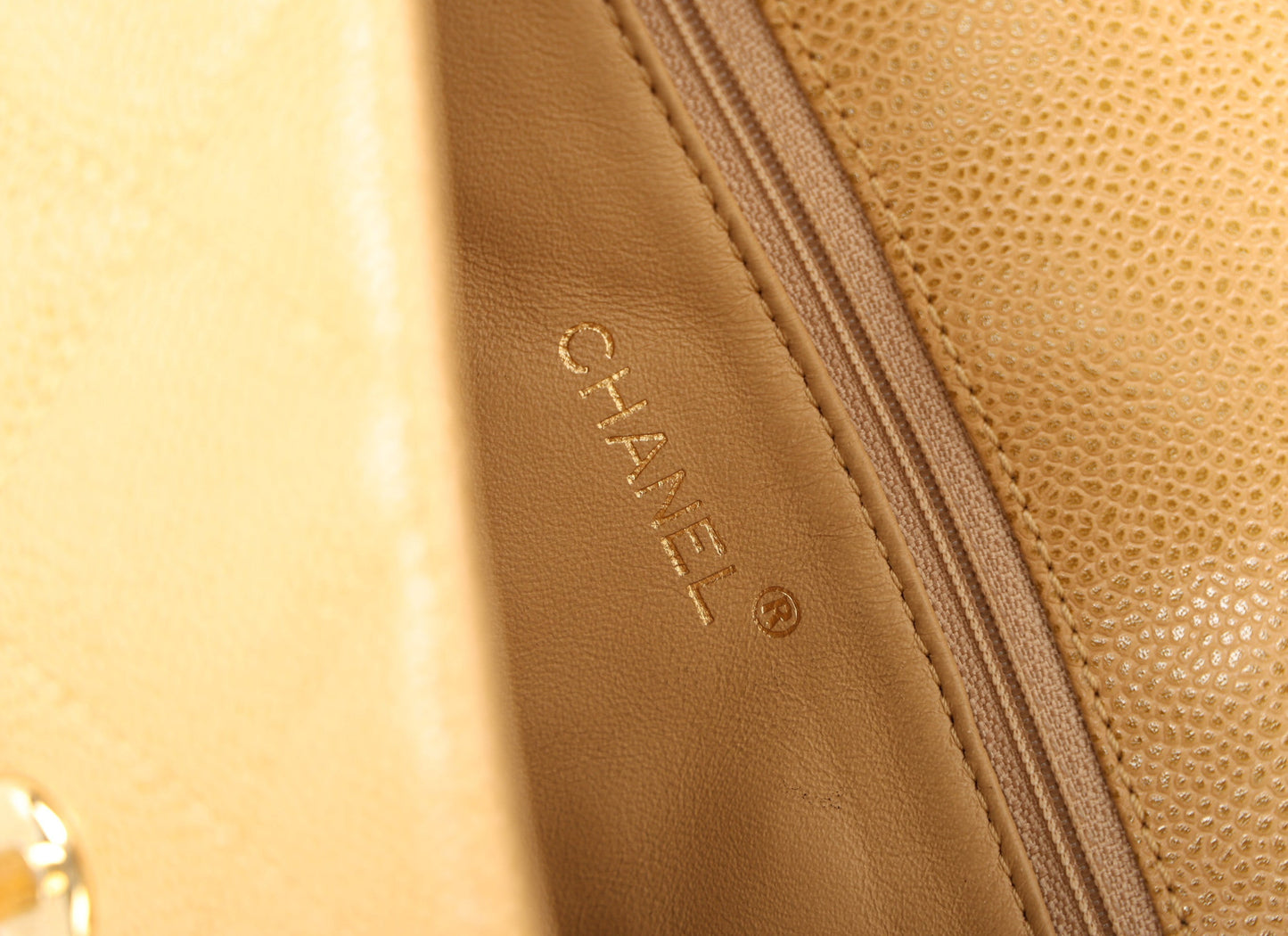 Chanel 2000 Caviar Beige Single Flap