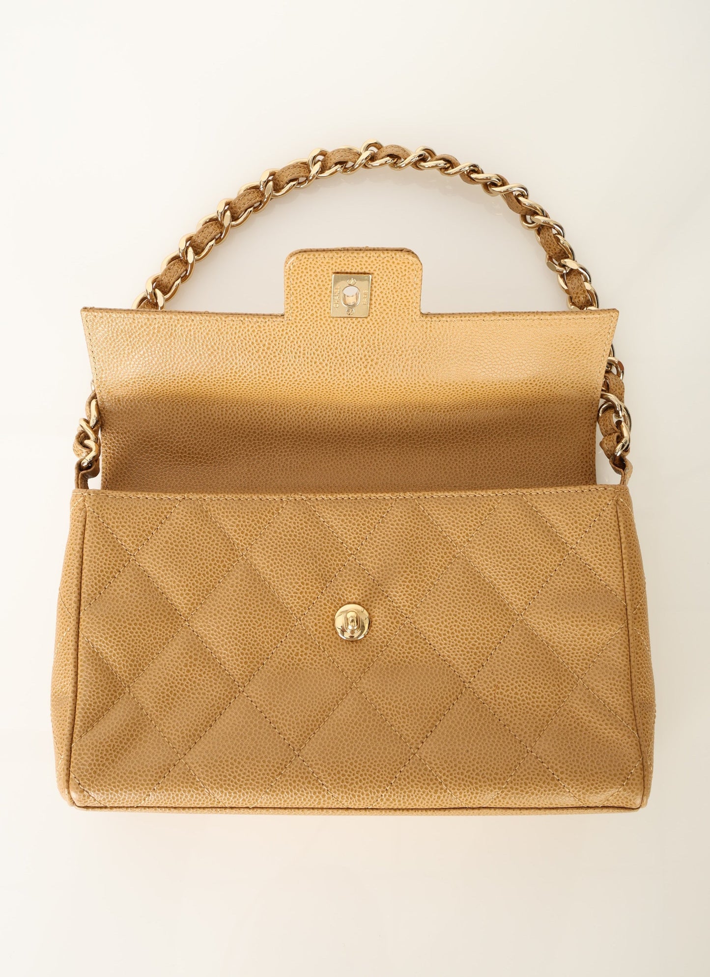 Chanel 2000 Caviar Beige Single Flap