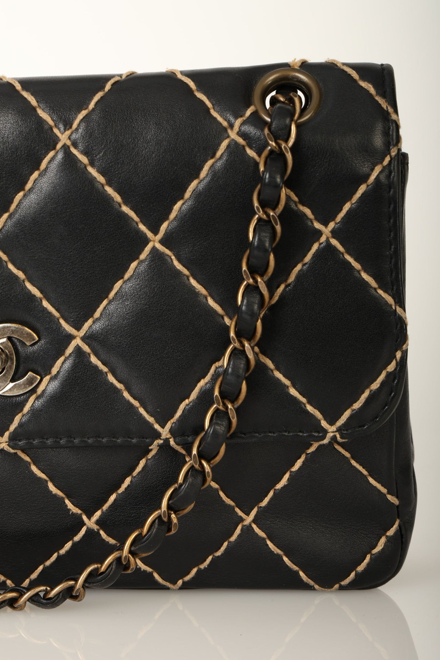 Chanel 2000 Calfskin Wildstitch Flap Bag