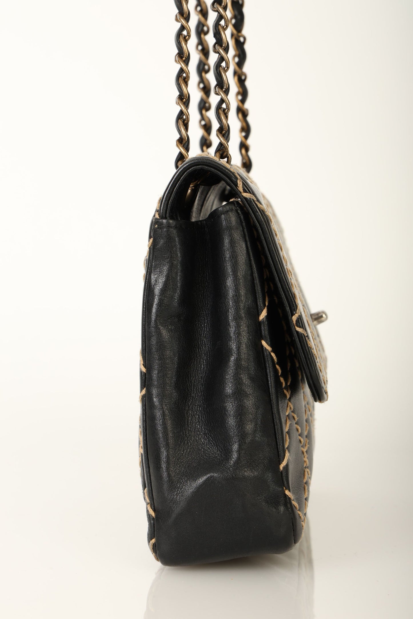 Chanel 2000 Calfskin Wildstitch Flap Bag