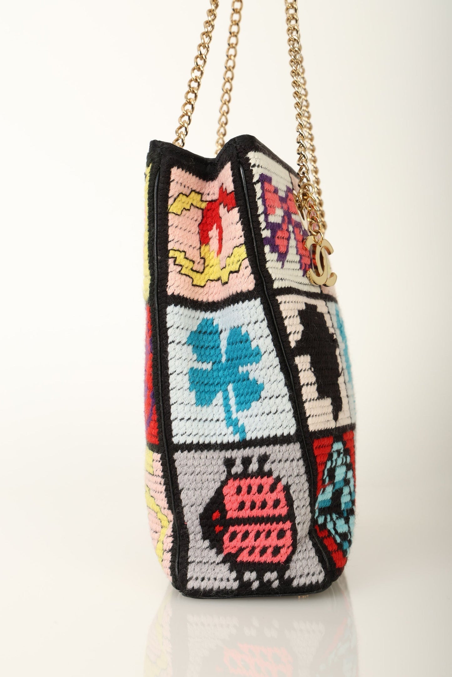 Chanel 2003 Needlepoint Icon Chain Tote