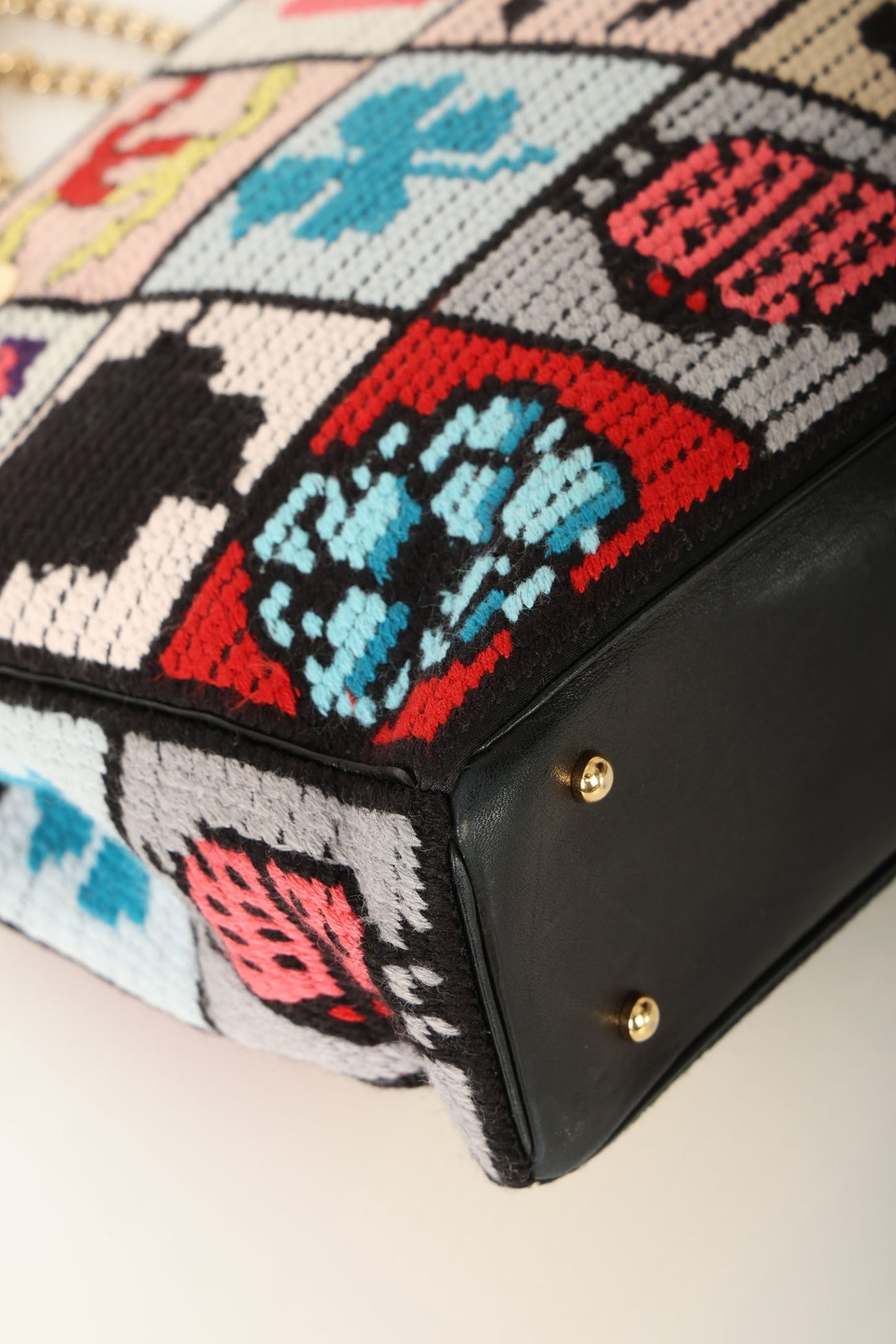 Chanel 2003 Needlepoint Icon Chain Tote